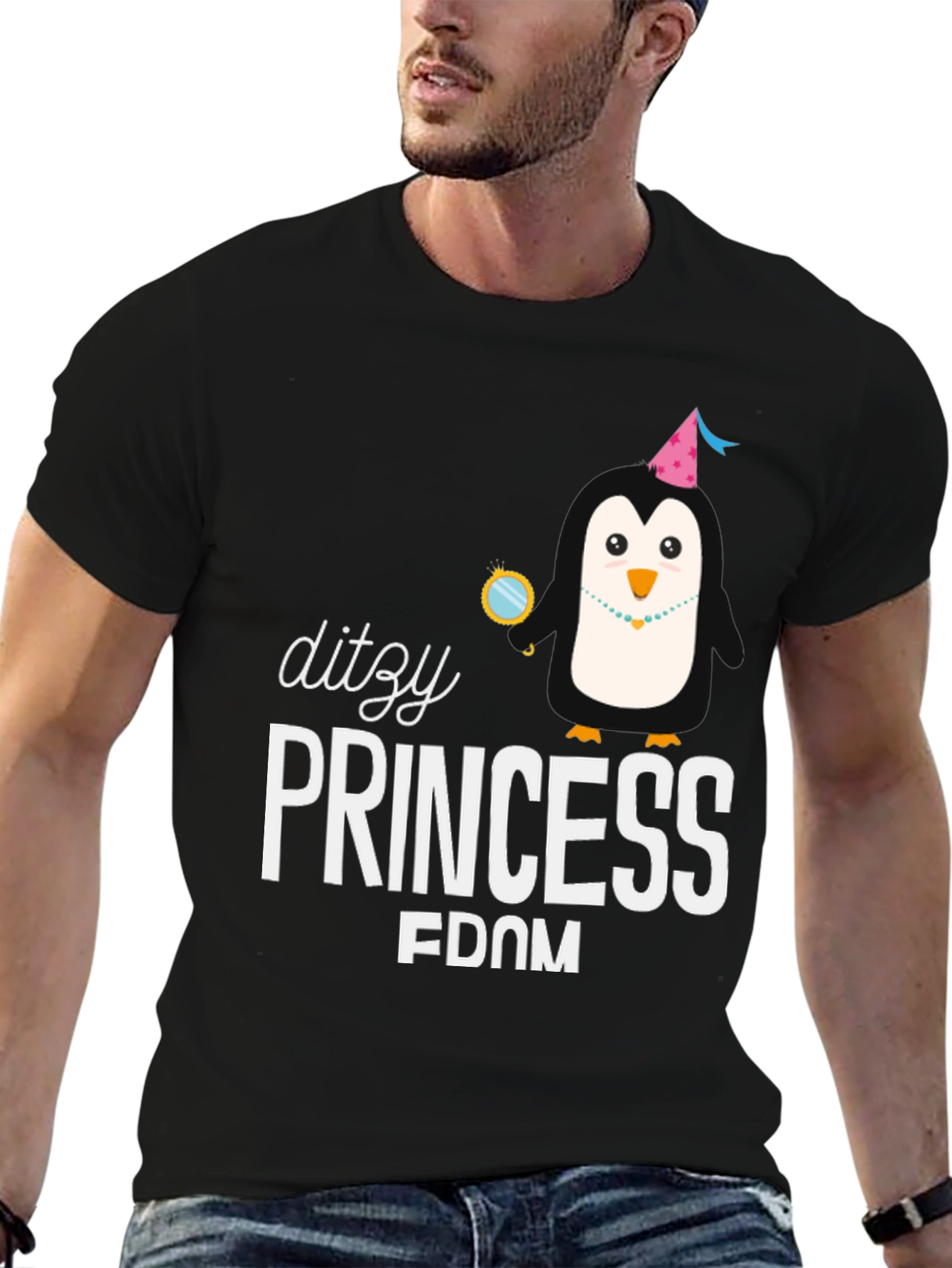 Black Dizzy Princess Penguin Graphic Tee view 6