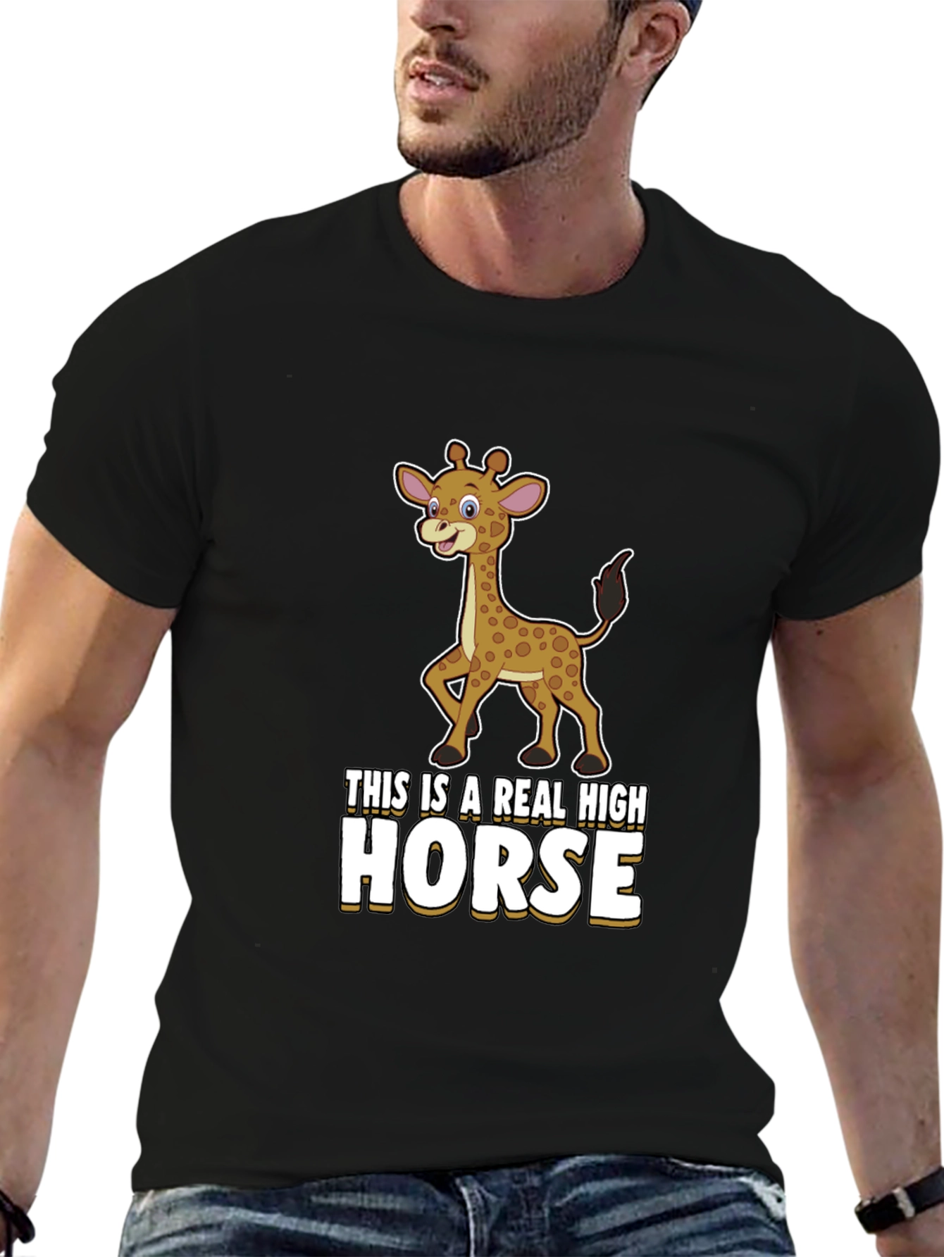 Black Real High Horse Giraffe Graphic T-Shirt view 6