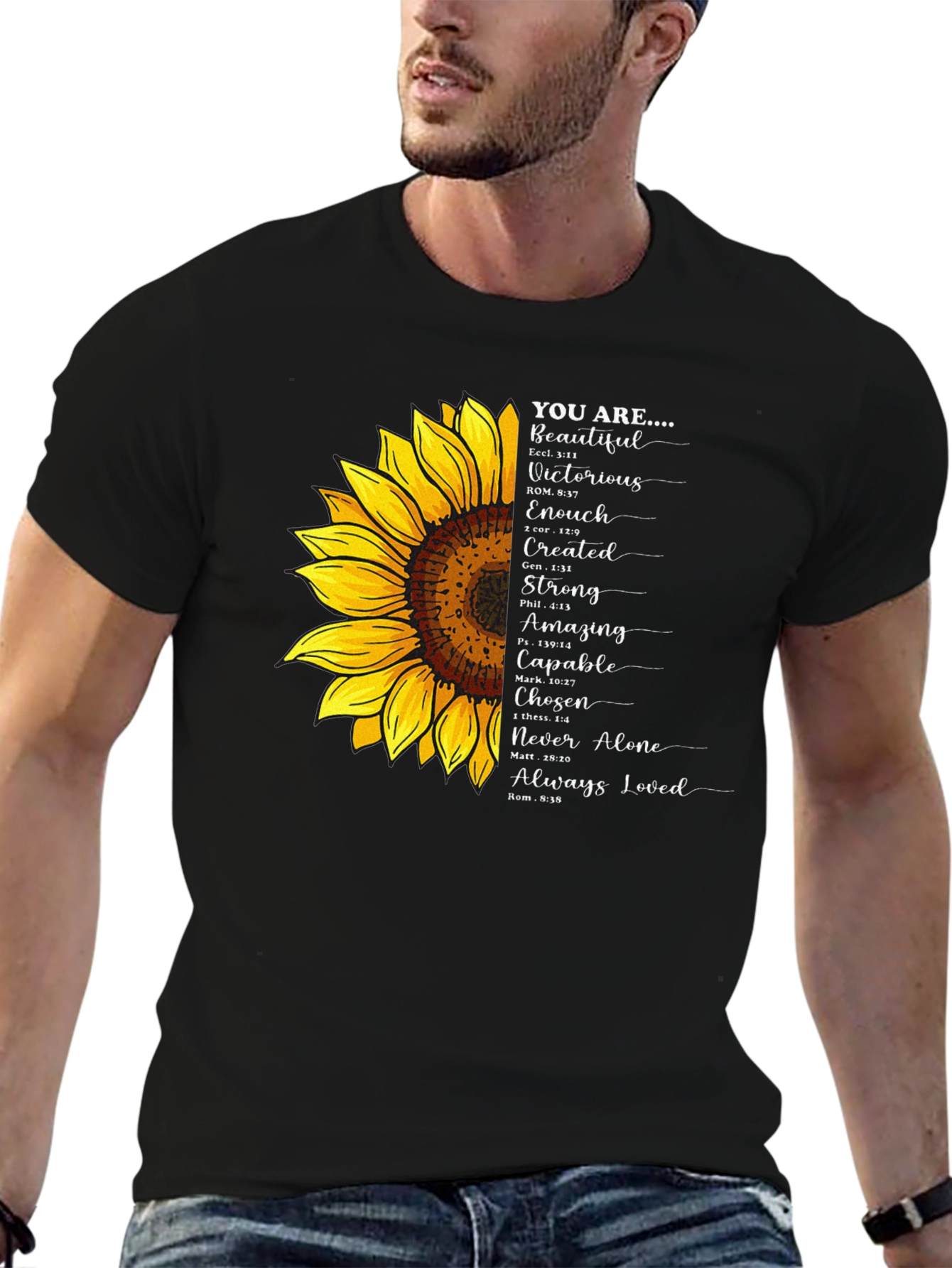 Black Inspirational Sunflower T-Shirt view 6