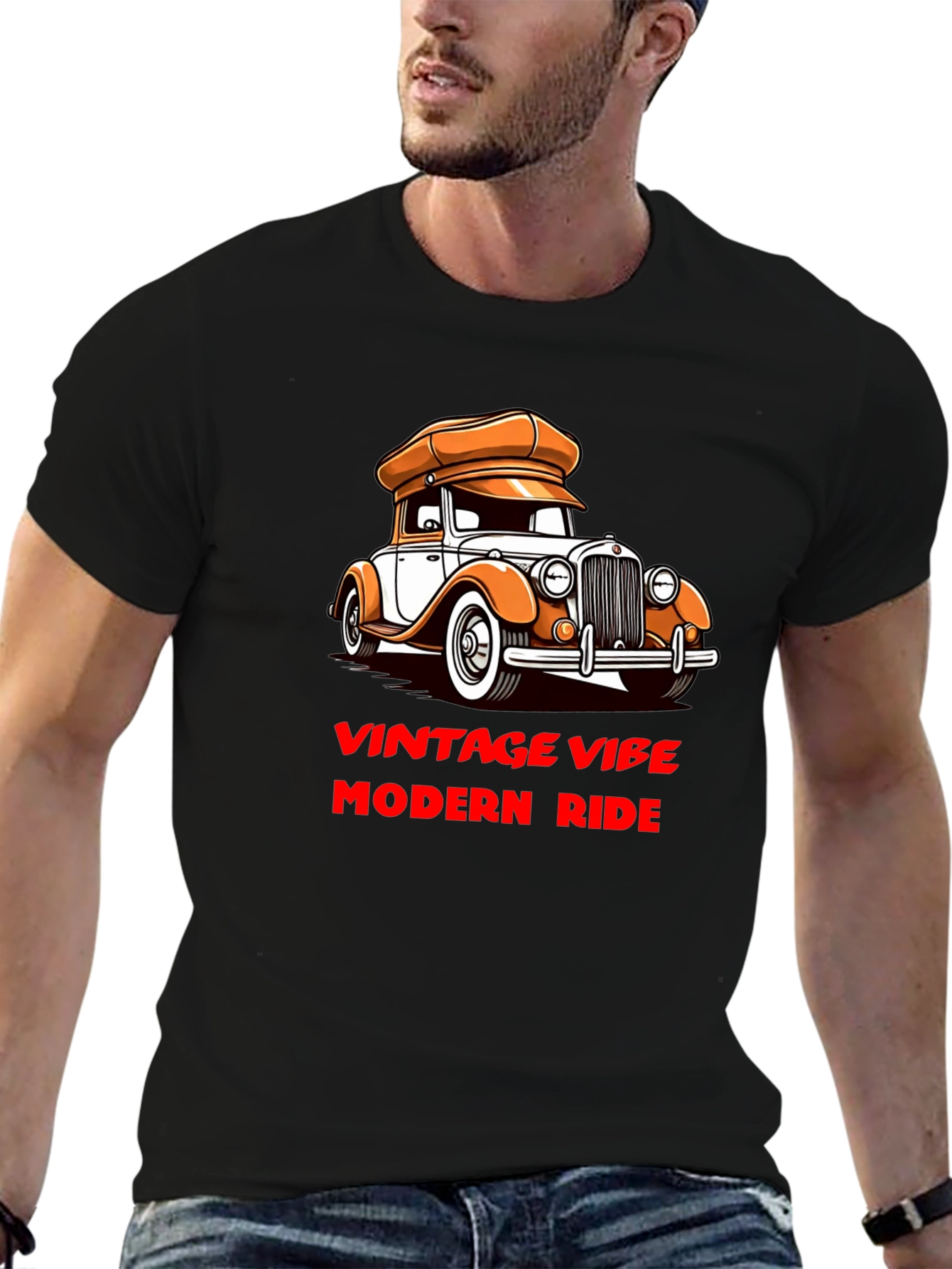 Black Vintage Car Graphic Tee - Modern Ride view 6