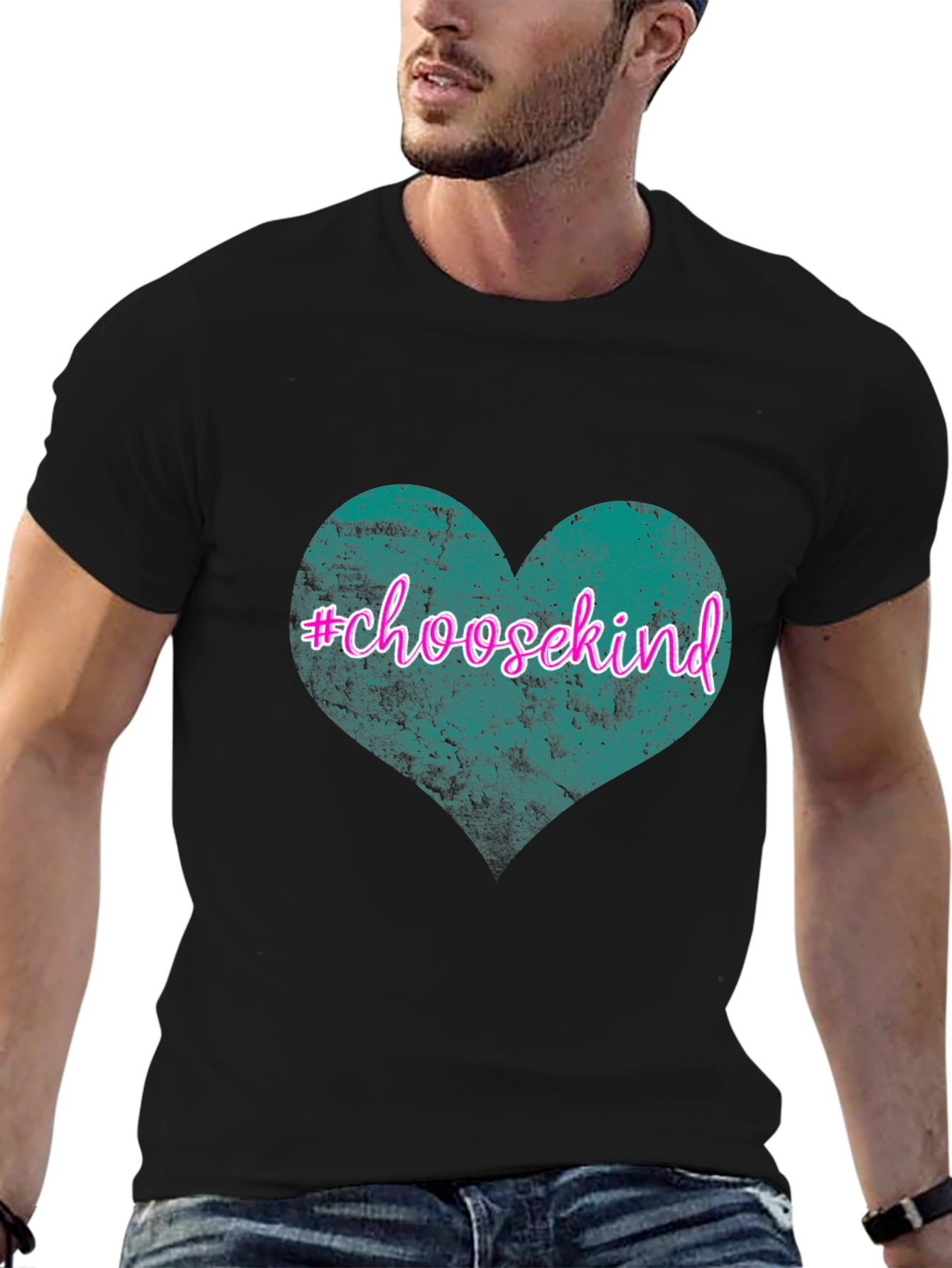 Black Choose Kind Heart Graphic Tee - Black Unisex Shirt view 6