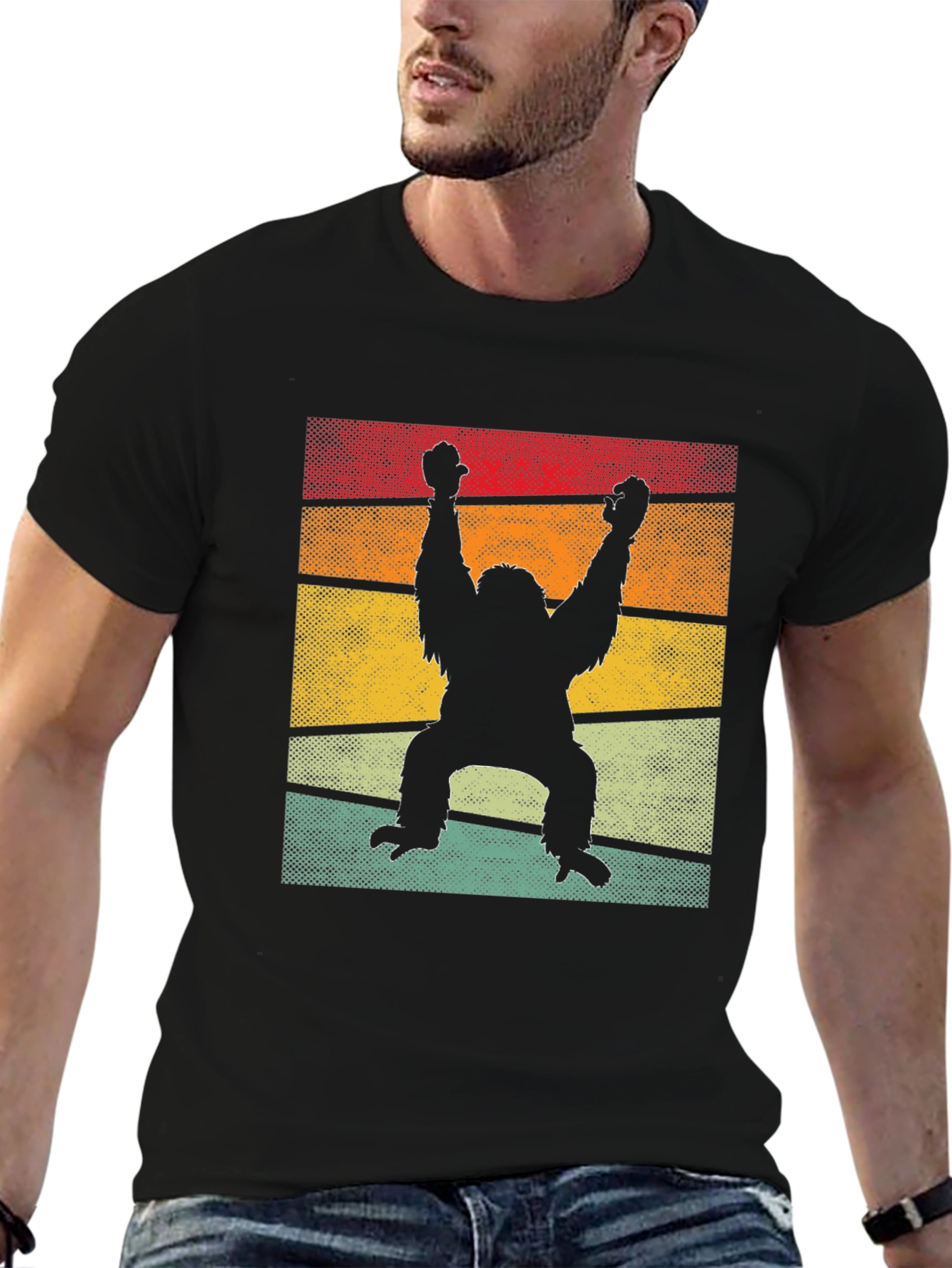 Black Retro Orangutan T-Shirt - Vintage Style Ape Tee view 6