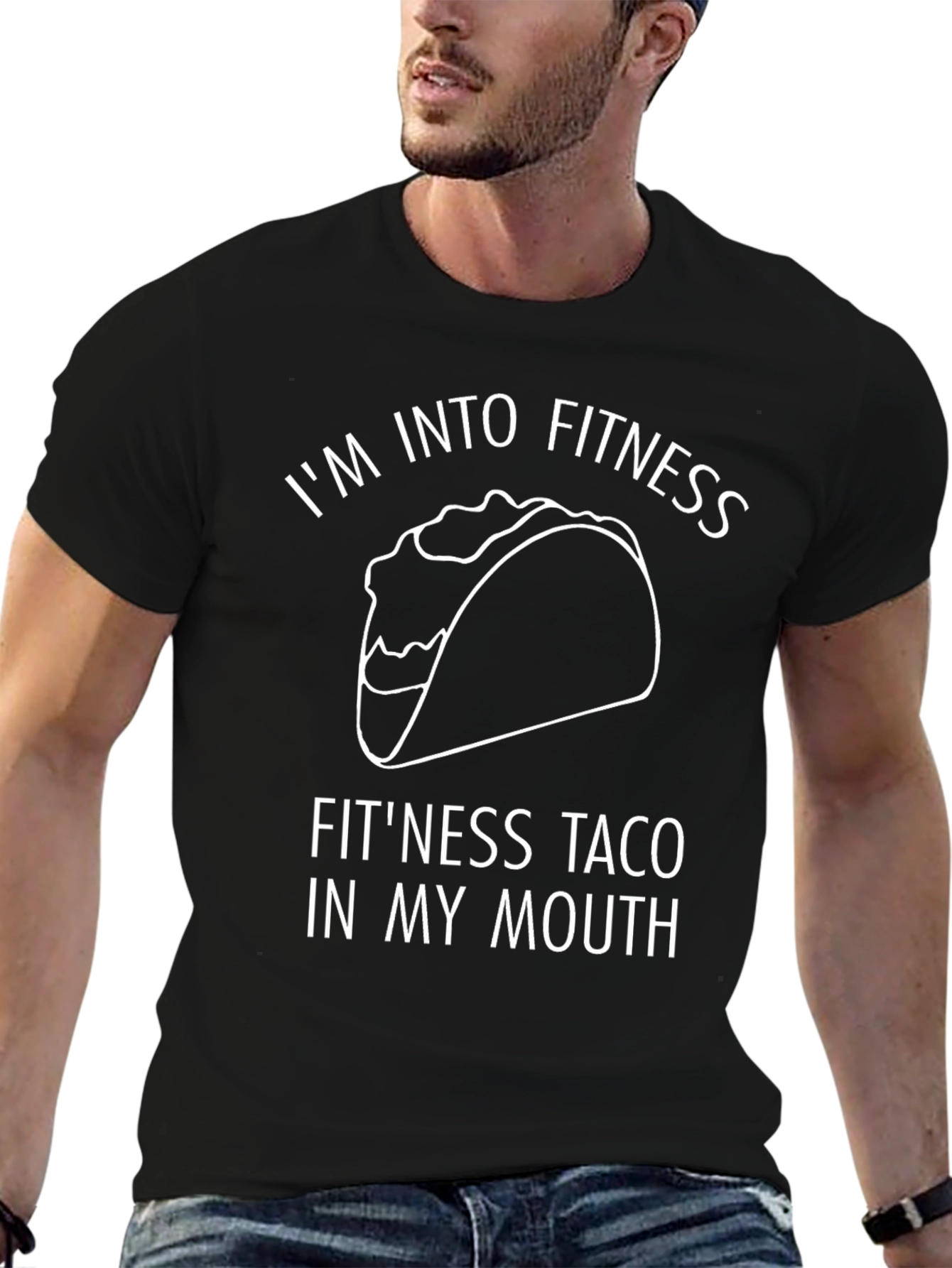 Black Fitness Taco T-Shirt - Funny Foodie Tee view 6