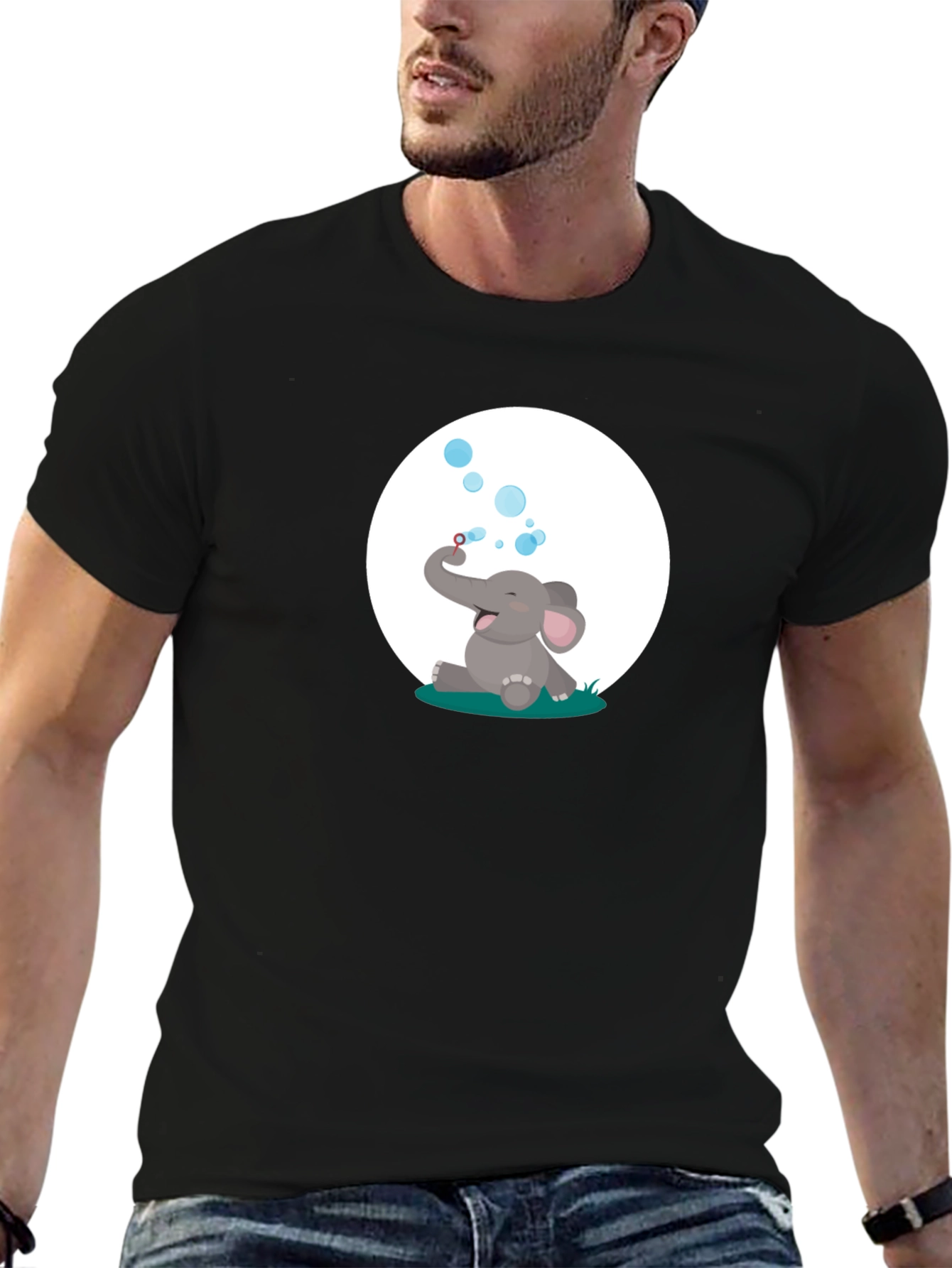 Black Elephant Bubbles Graphic Tee view 6