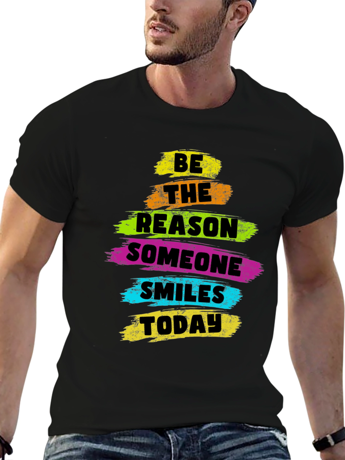 Black Inspirational Graphic Tee - Be The Reason Someone Smiles view 6