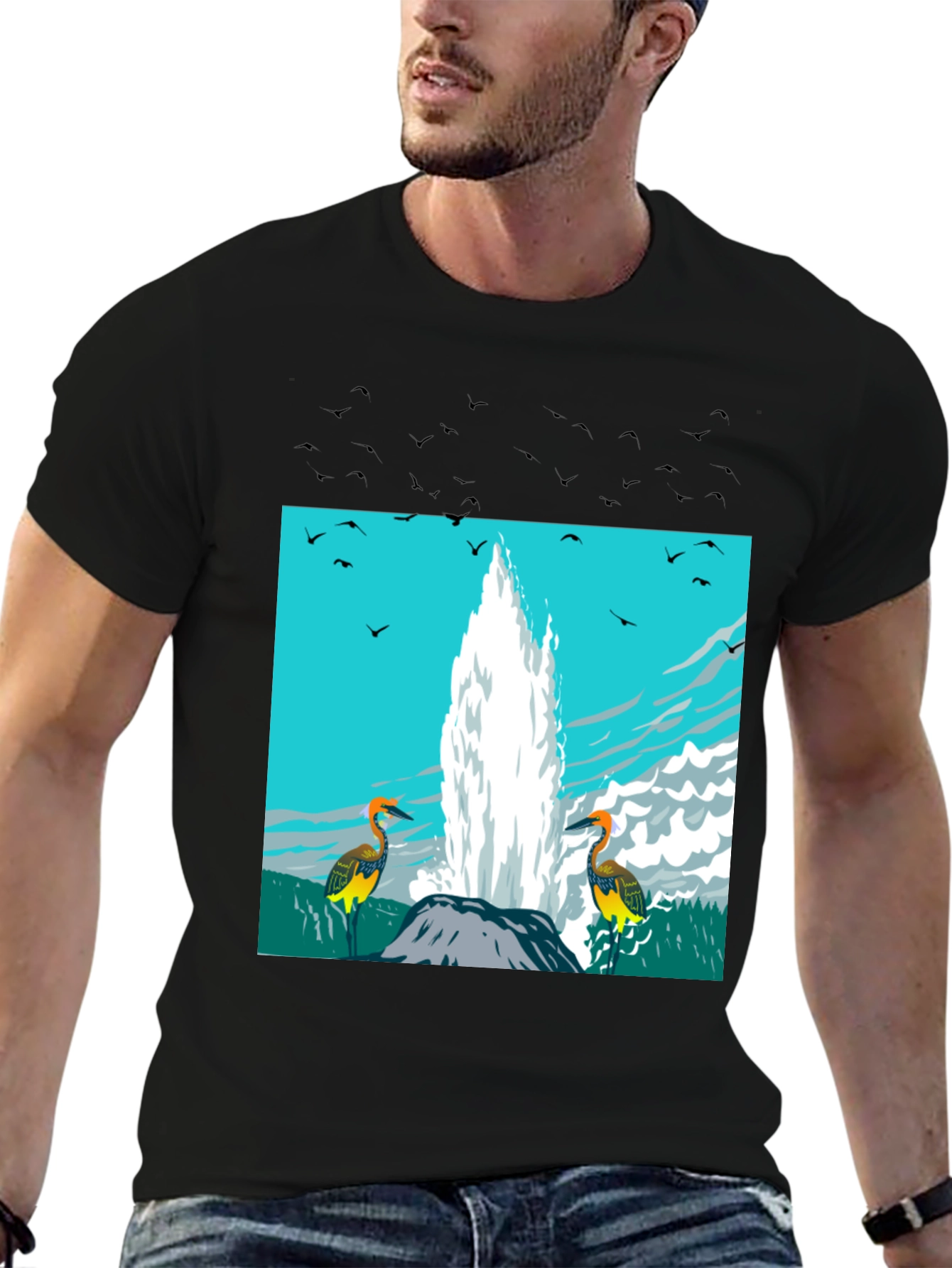 Black Geyser Bird Graphic Tee - Black view 6