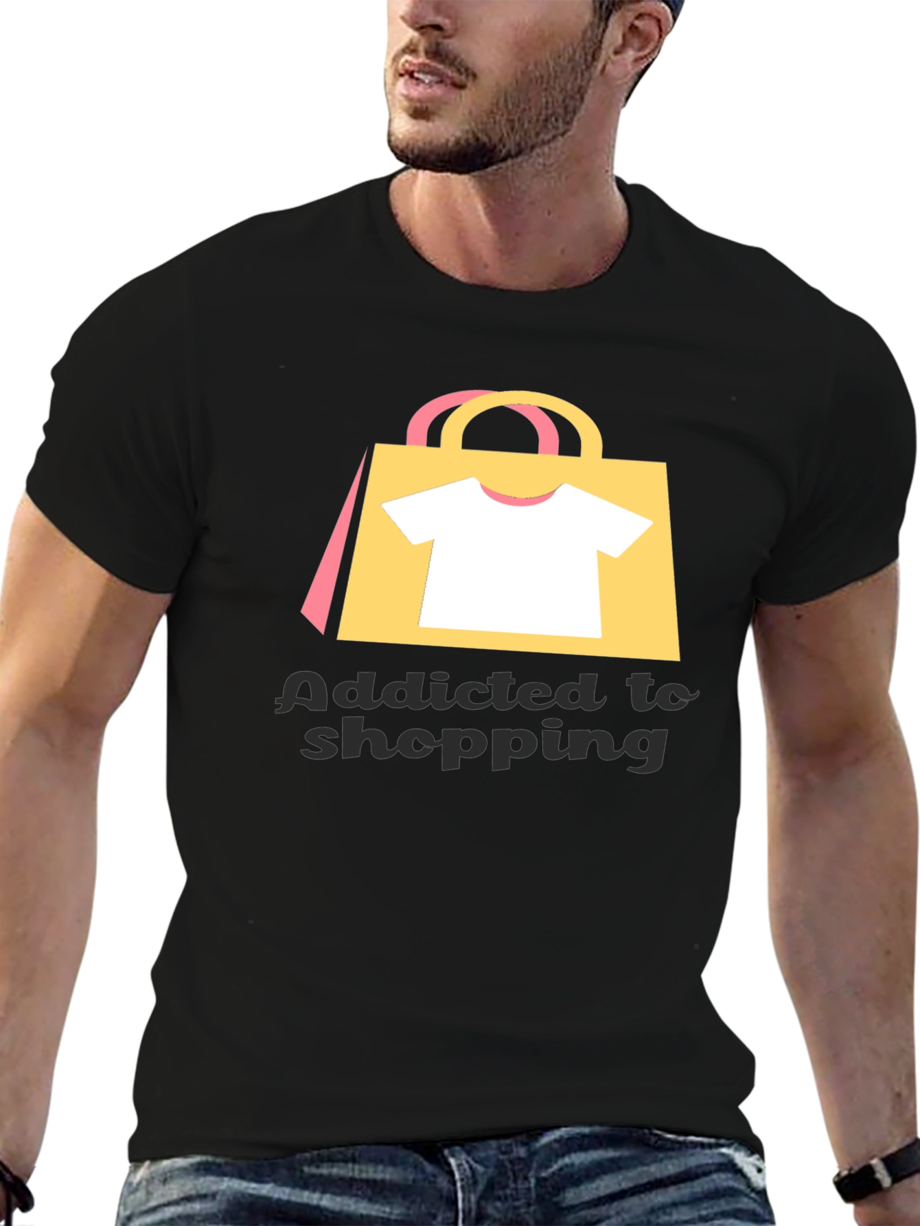 Black Addicted to Shopping Graphic Tee view 6