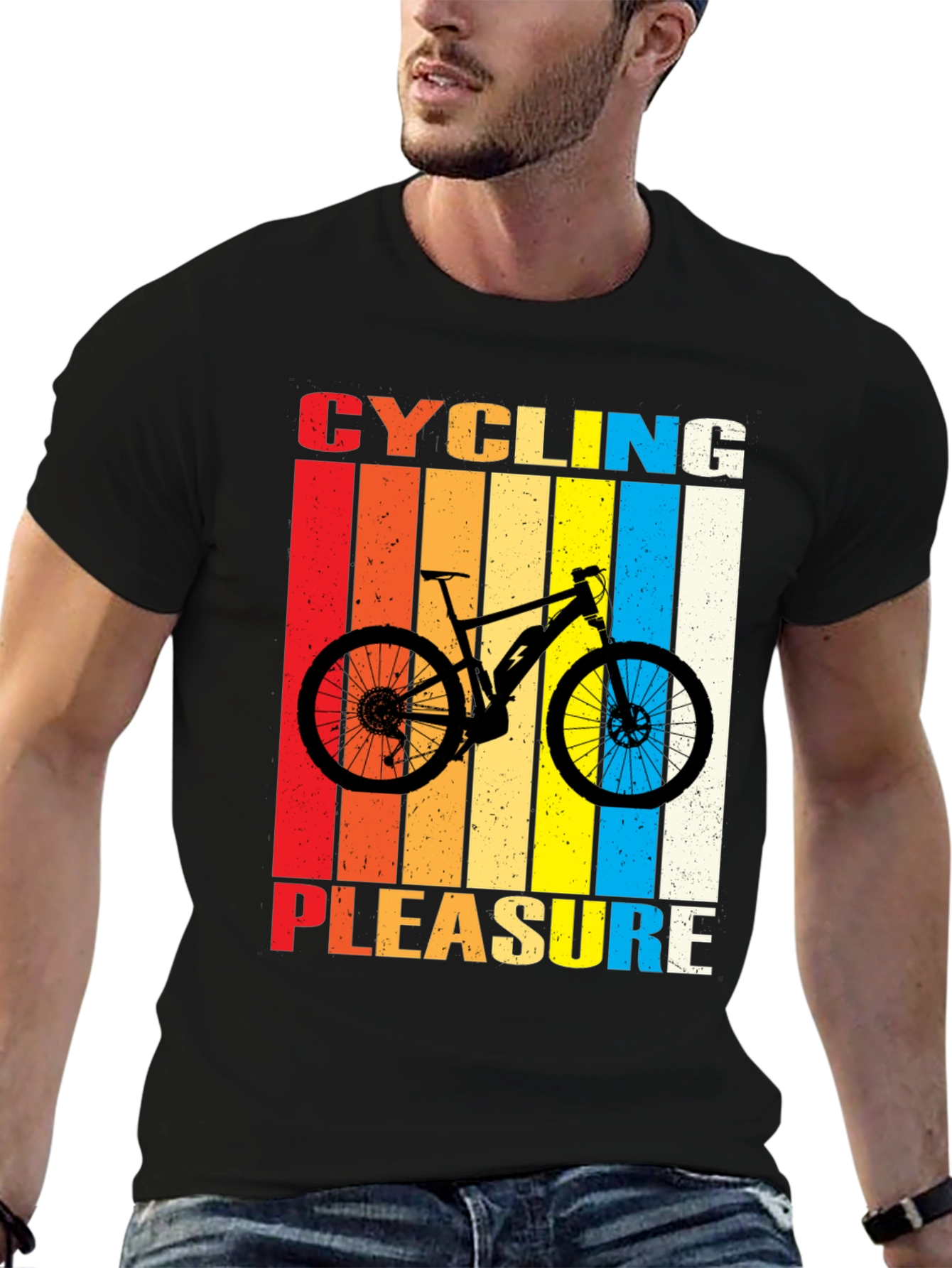 Black Cycling Pleasure Graphic T-Shirt view 6