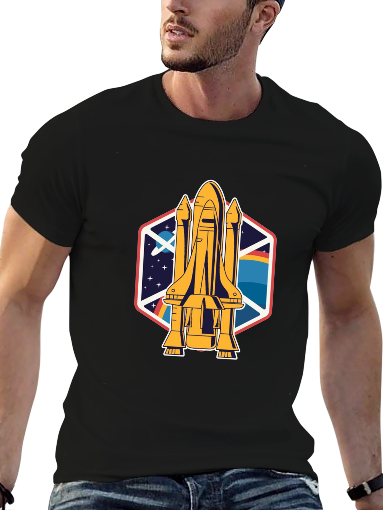 Black Space Shuttle Graphic Tee - Unisex view 6