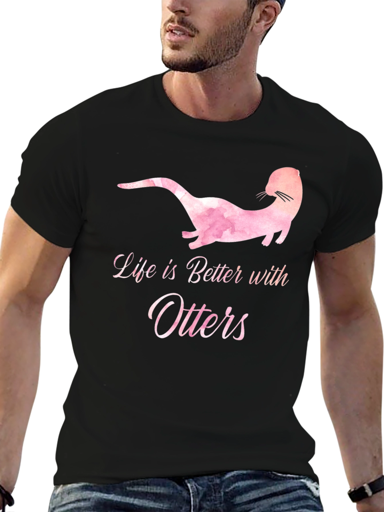 Black Life is Better with Otters Black Graphic Tee view 6