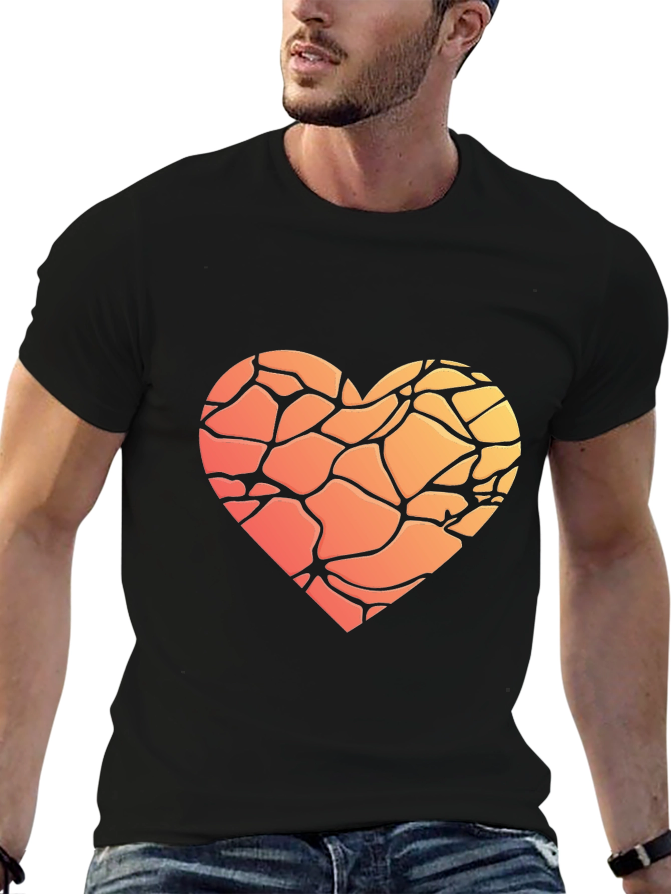Black Heart Mosaic Graphic T-Shirt - Soft Cotton Blend view 6