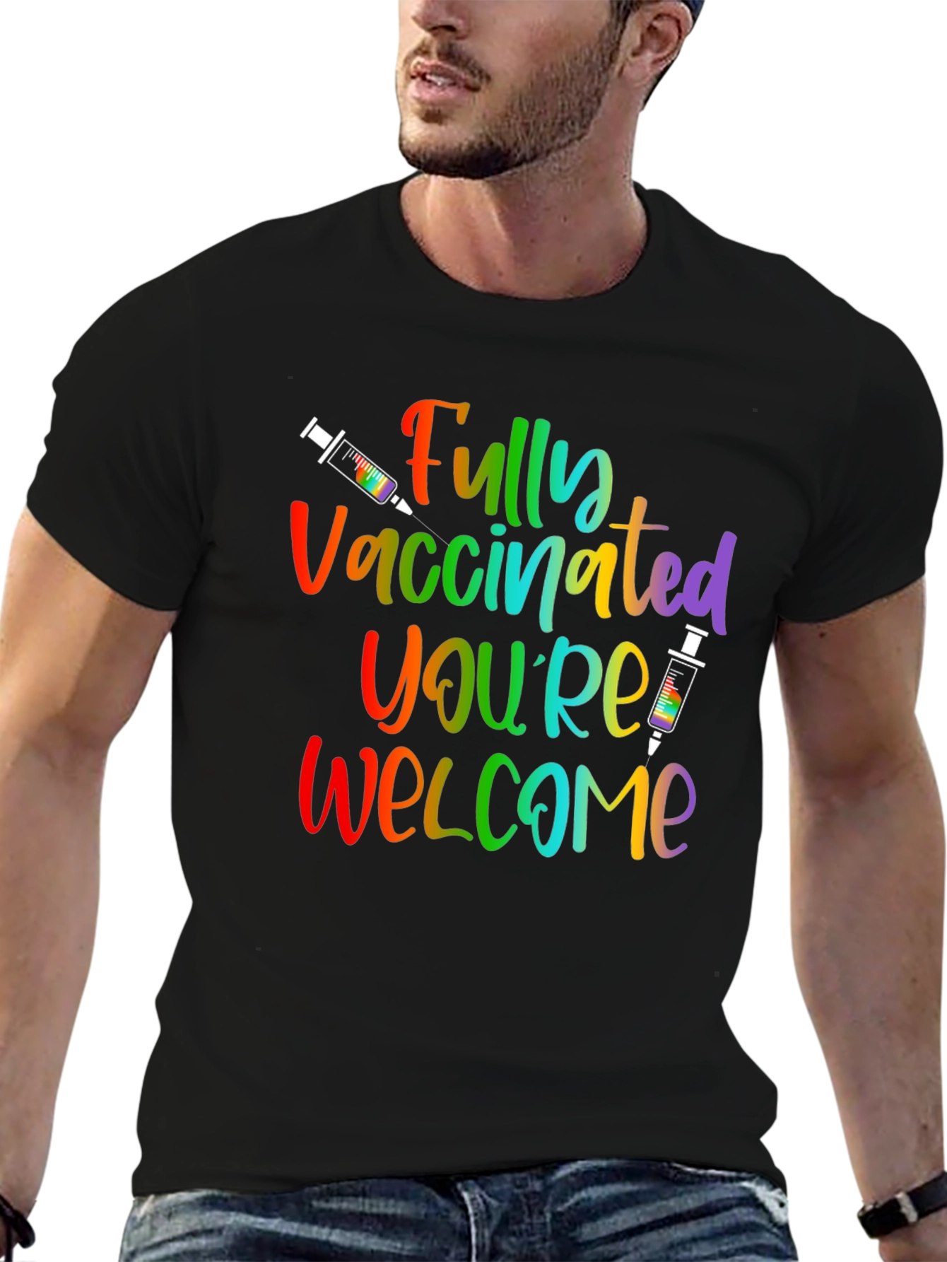 Black Fully Vaccinated Pride T-Shirt view 6