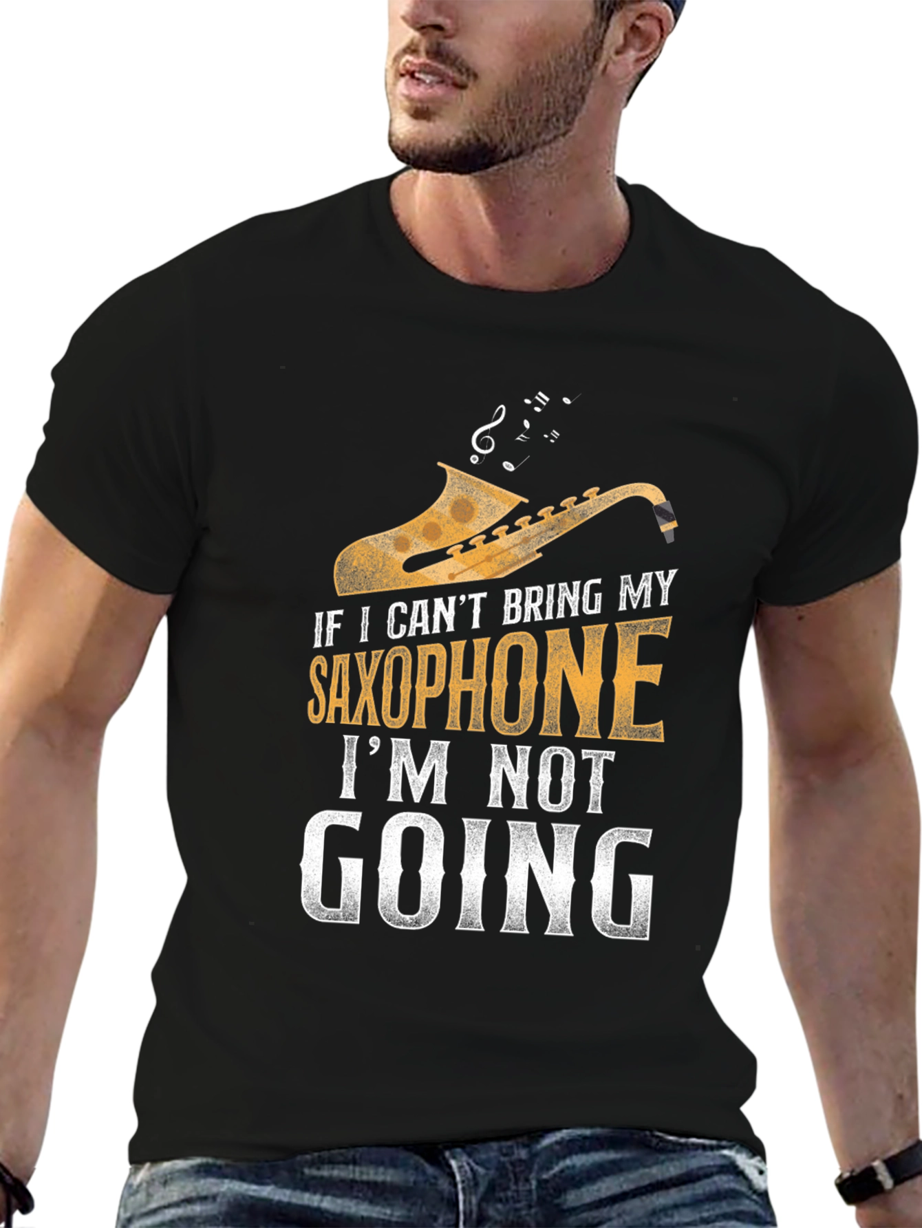 Black Saxophone Lover T-Shirt - If I Can't Bring My Saxophone view 6