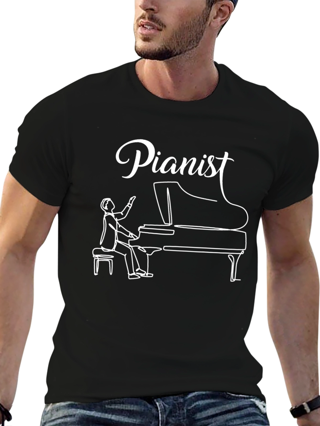 Black Pianist T-Shirt - Music Lover Tee view 6
