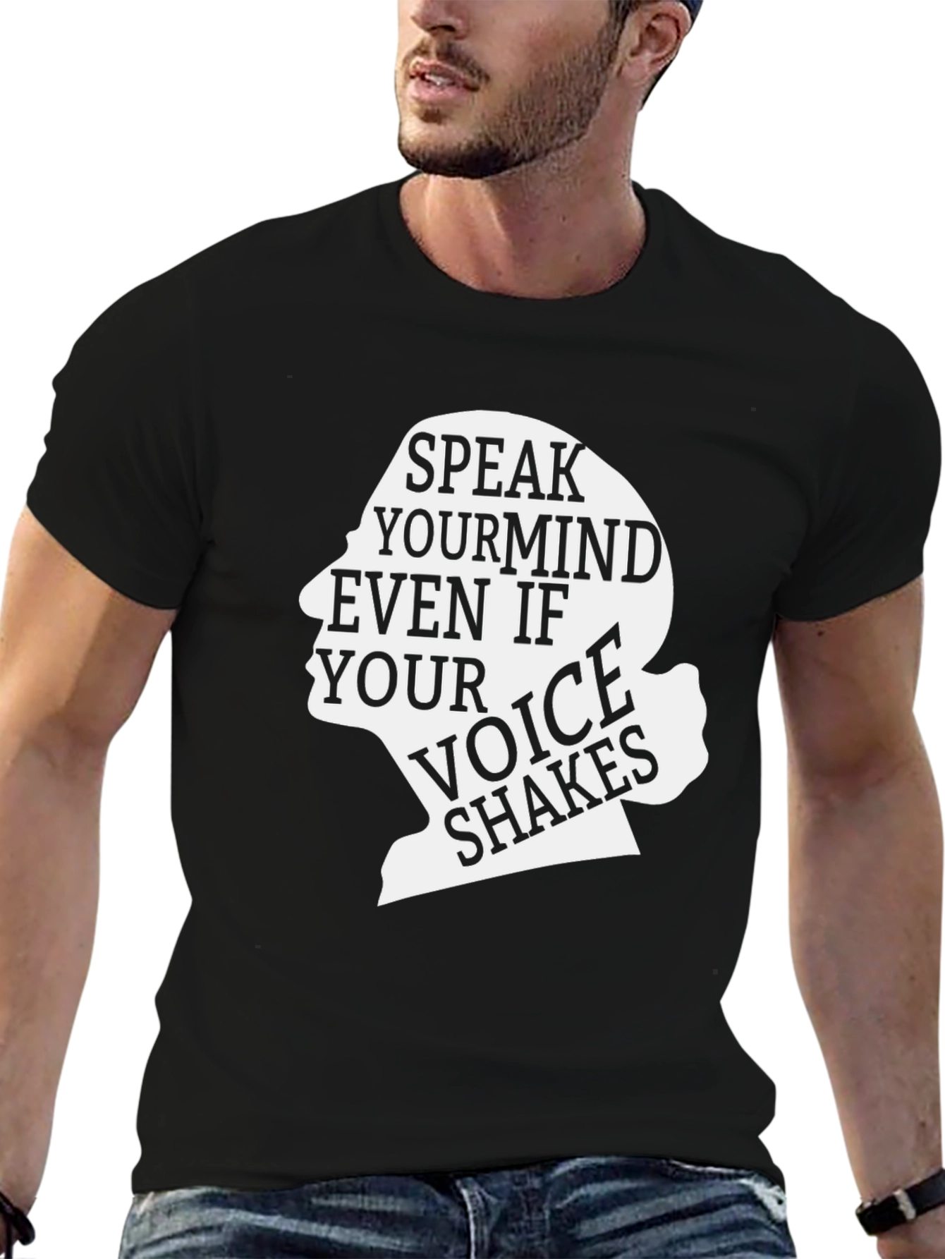 Black Speak Your Mind Graphic Tee - Inspiring Black T-Shirt view 6