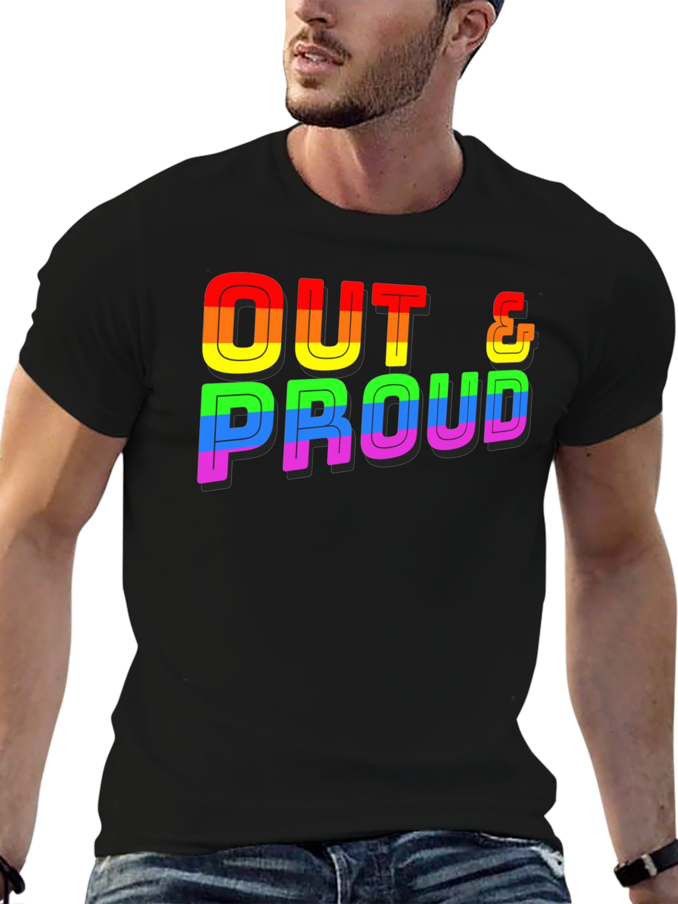 Black Out & Proud Rainbow Graphic Tee view 6