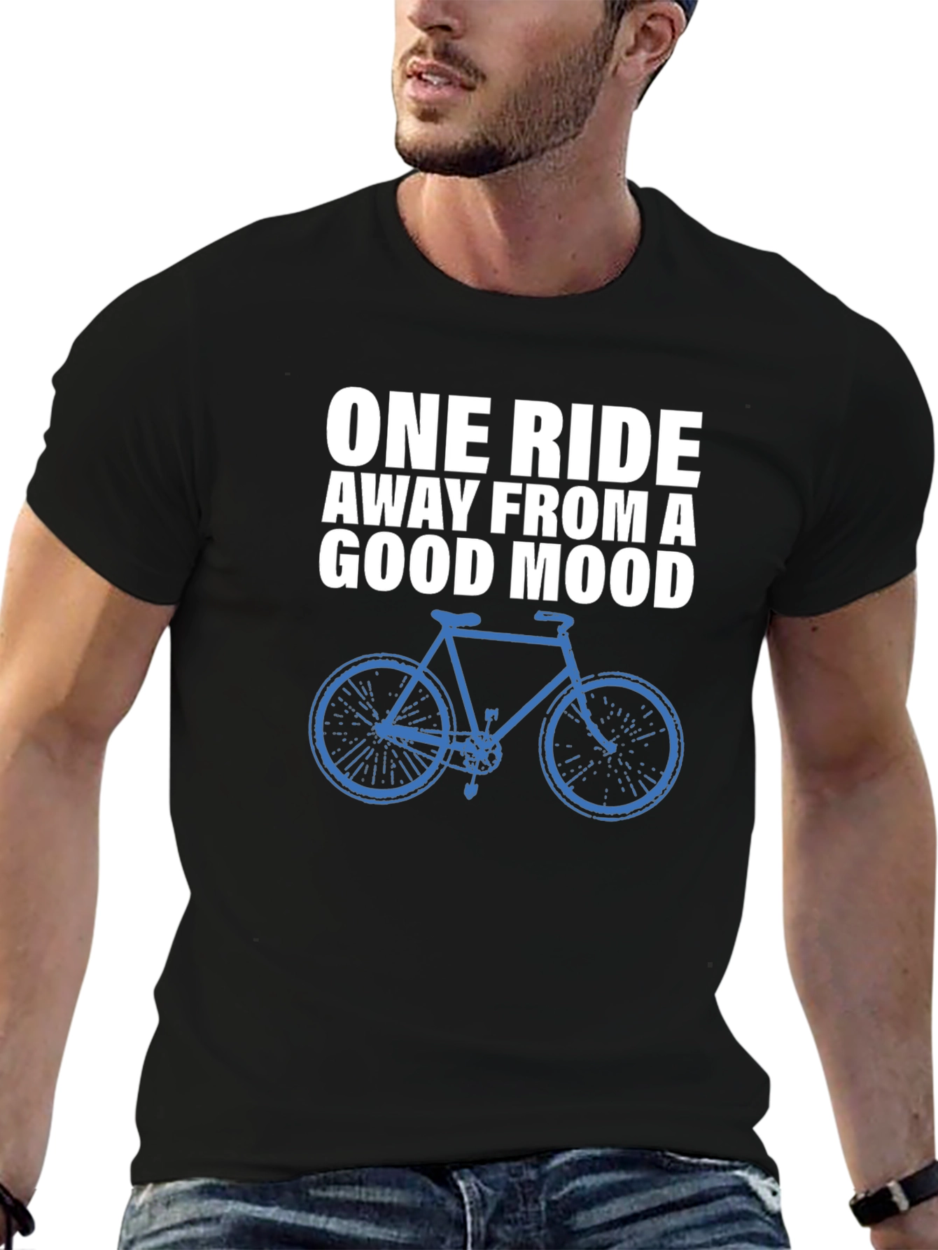Black Cycling Mood T-Shirt: One Ride Away view 6