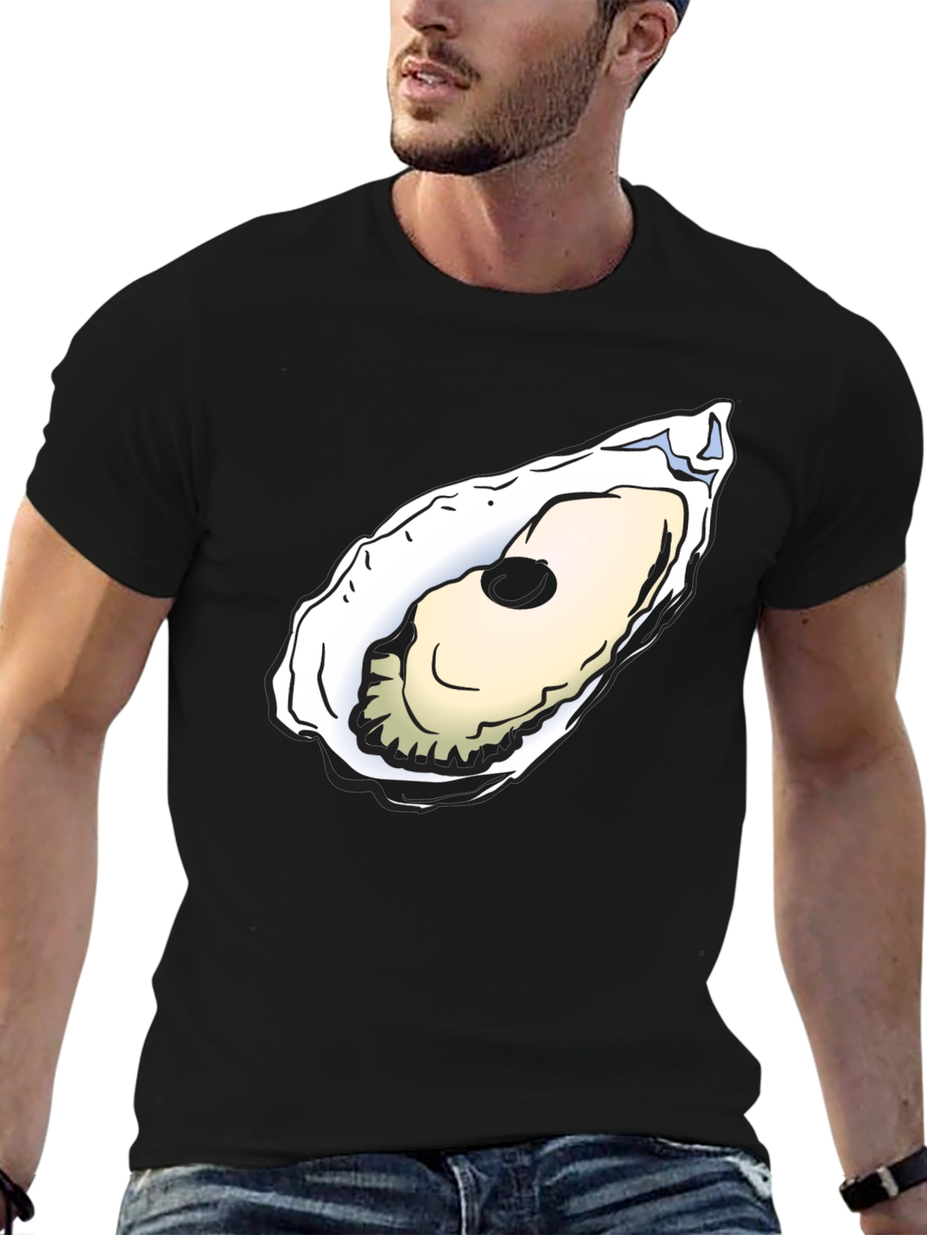 Black Oyster Graphic Tee - Black Cotton T-Shirt view 6