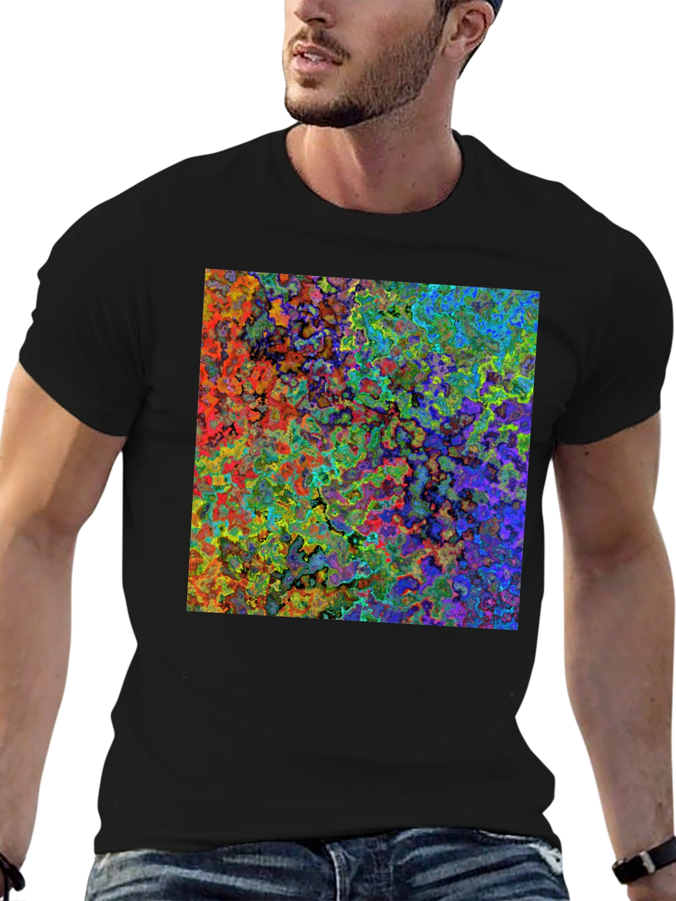 Black Abstract Art Print Black T-Shirt view 6