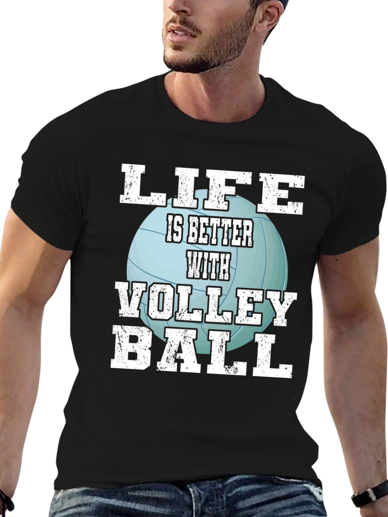 Black Volleyball Life T-Shirt - Sports Fan Tee view 6