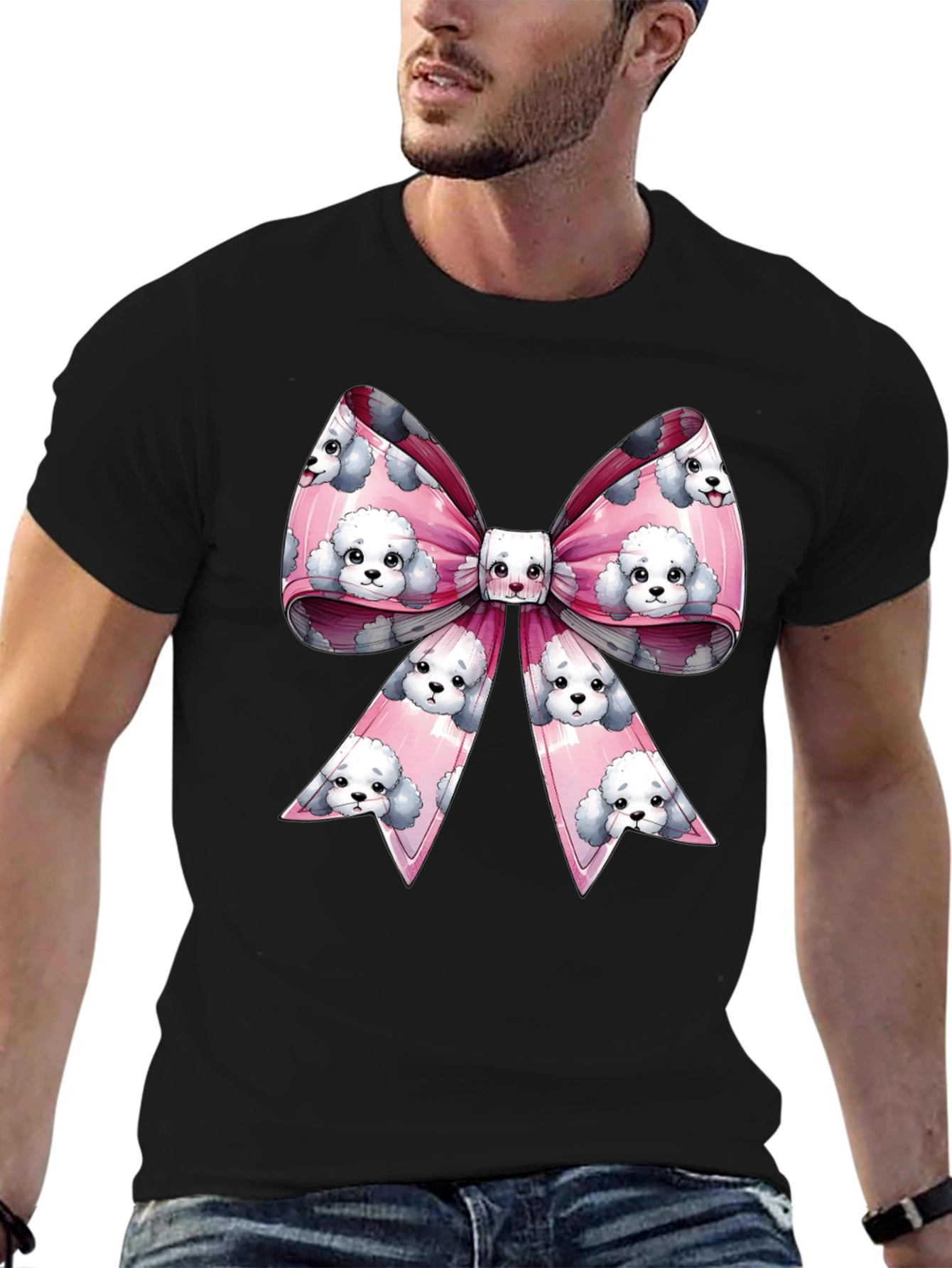Black Dog Bow T-Shirt: Fun & Trendy Graphic Tee view 6