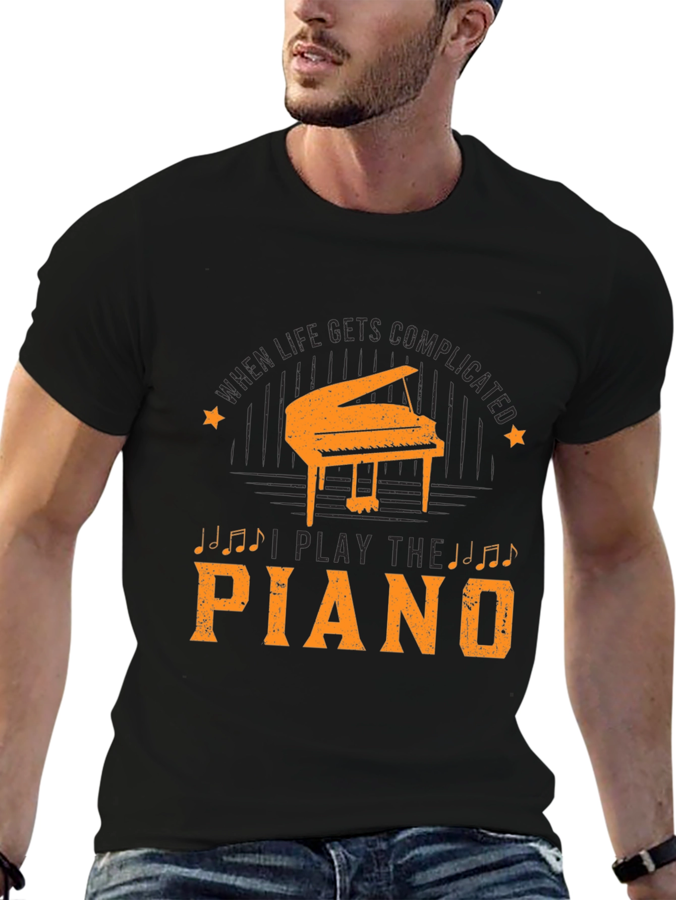 Black Piano Player Black T-Shirt view 6