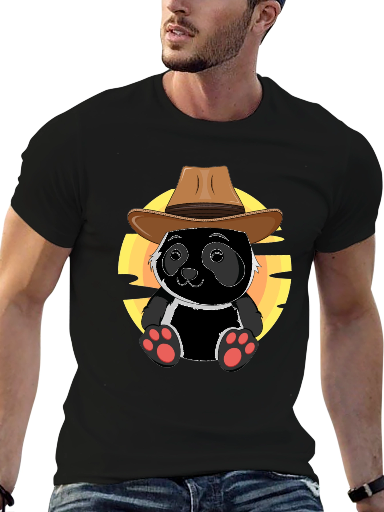 Black Panda Cowboy T-Shirt - Cute Graphic Tee view 6