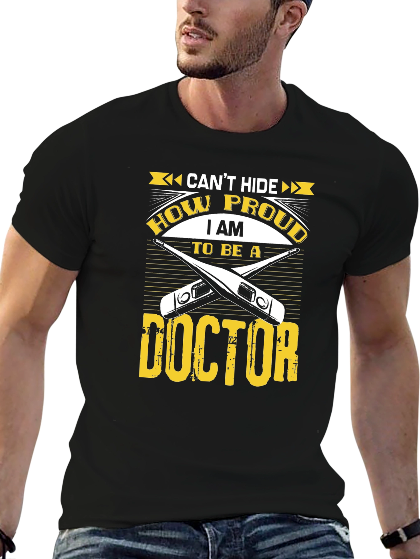 Black Proud Doctor Graphic Tee - Black Cotton T-Shirt view 6