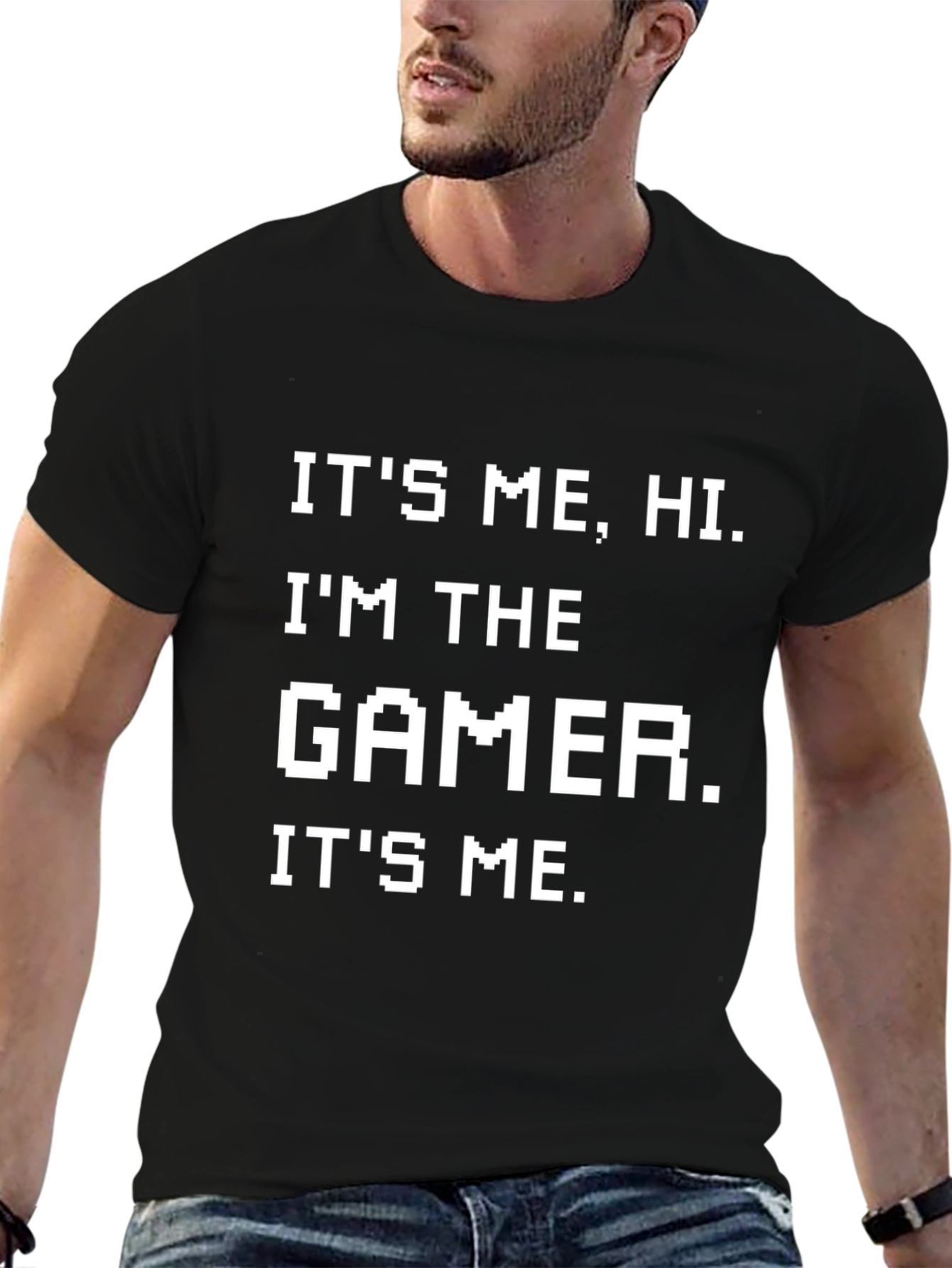 Black It's Me, Hi, I'm The Gamer T-Shirt - Black Cotton Tee view 6