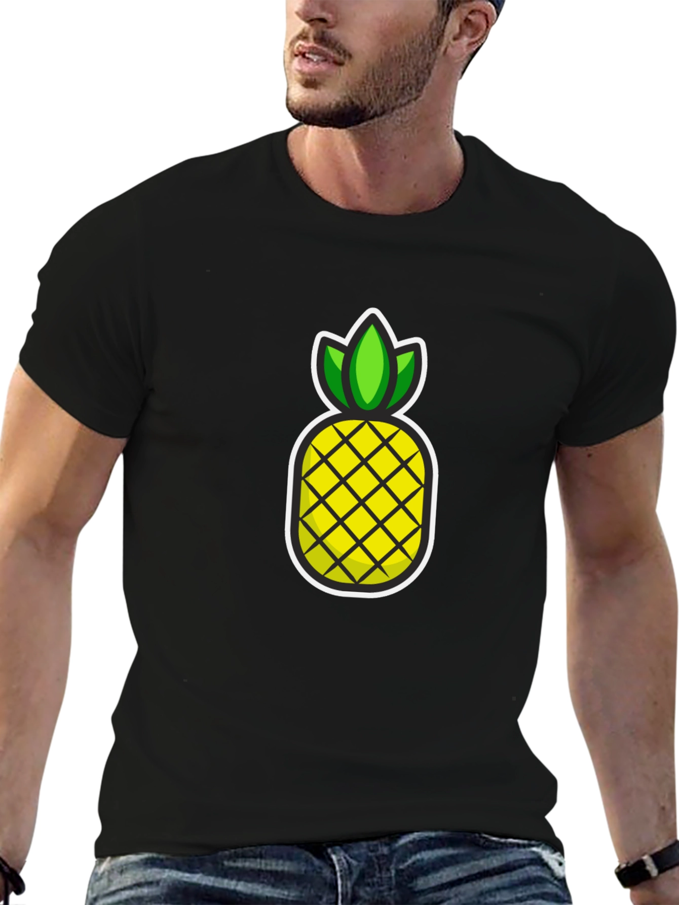 Black Pineapple Graphic T-Shirt - Casual Black Tee view 6