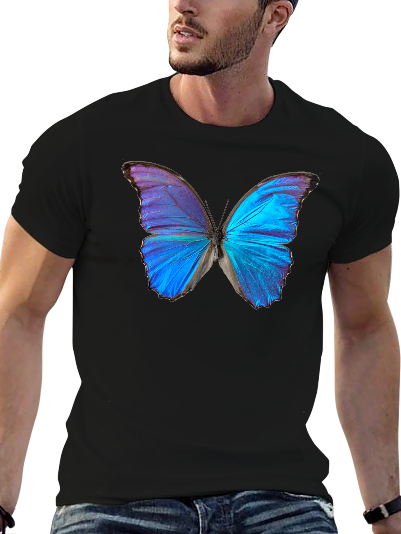 Black Butterfly Graphic Black T-Shirt view 6