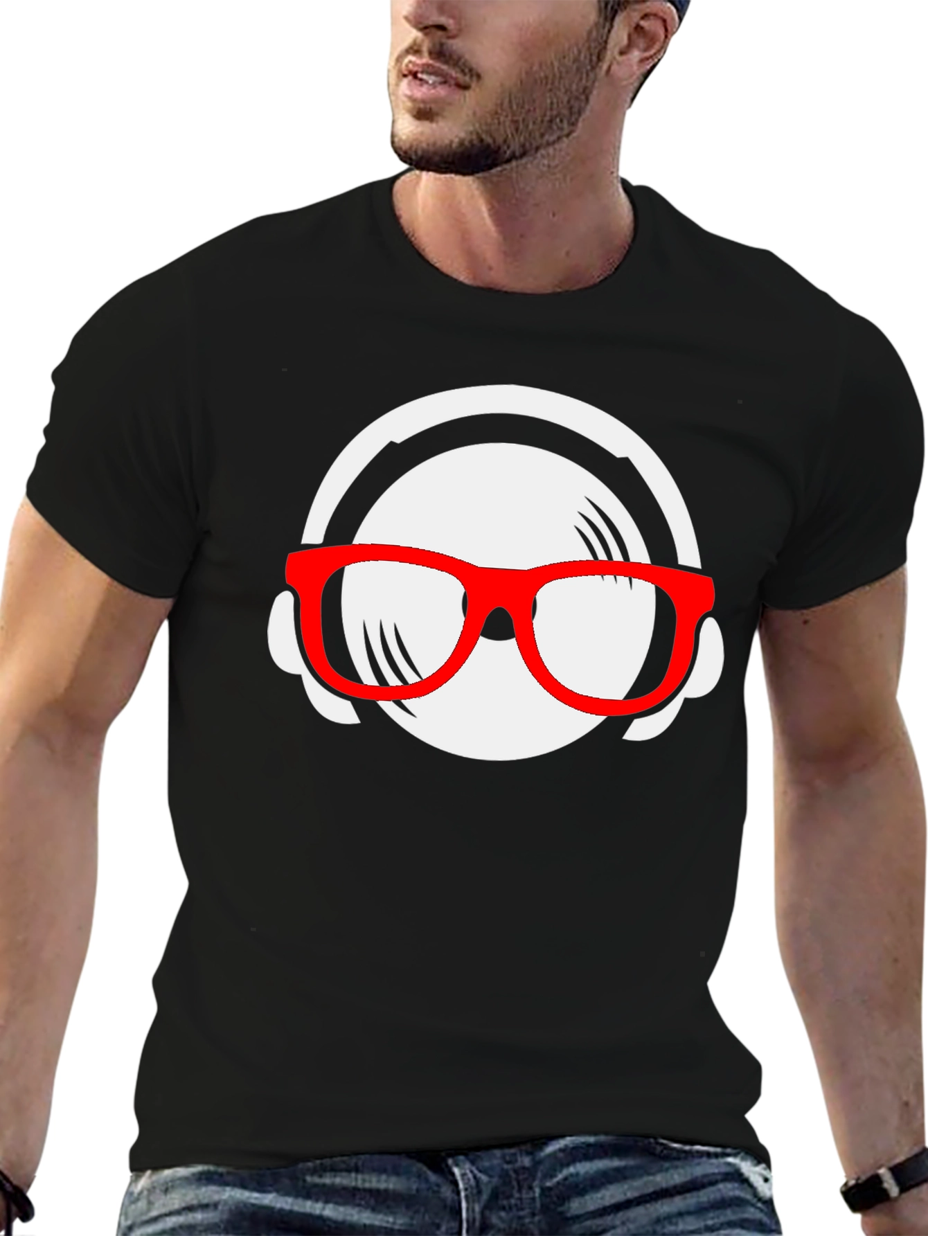 Black DJ Nerd Tee: Cool Graphic T-Shirt view 6