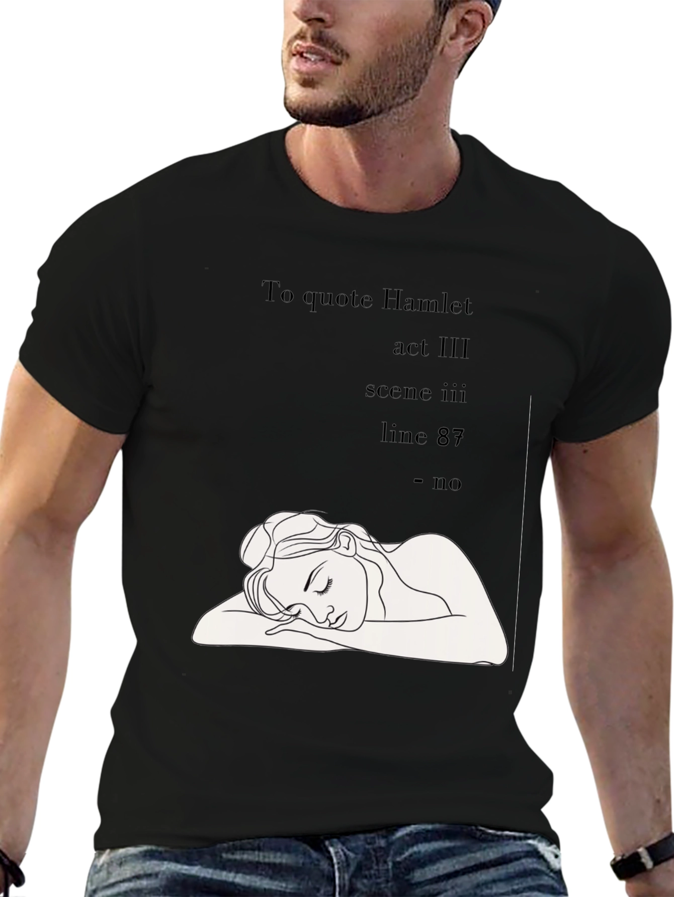 Black Hamlet Quote Graphic Tee view 6