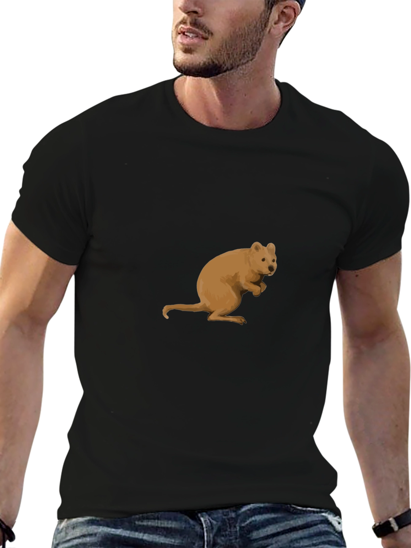 Black Quokka Graphic Tee - Black Cotton T-Shirt view 6