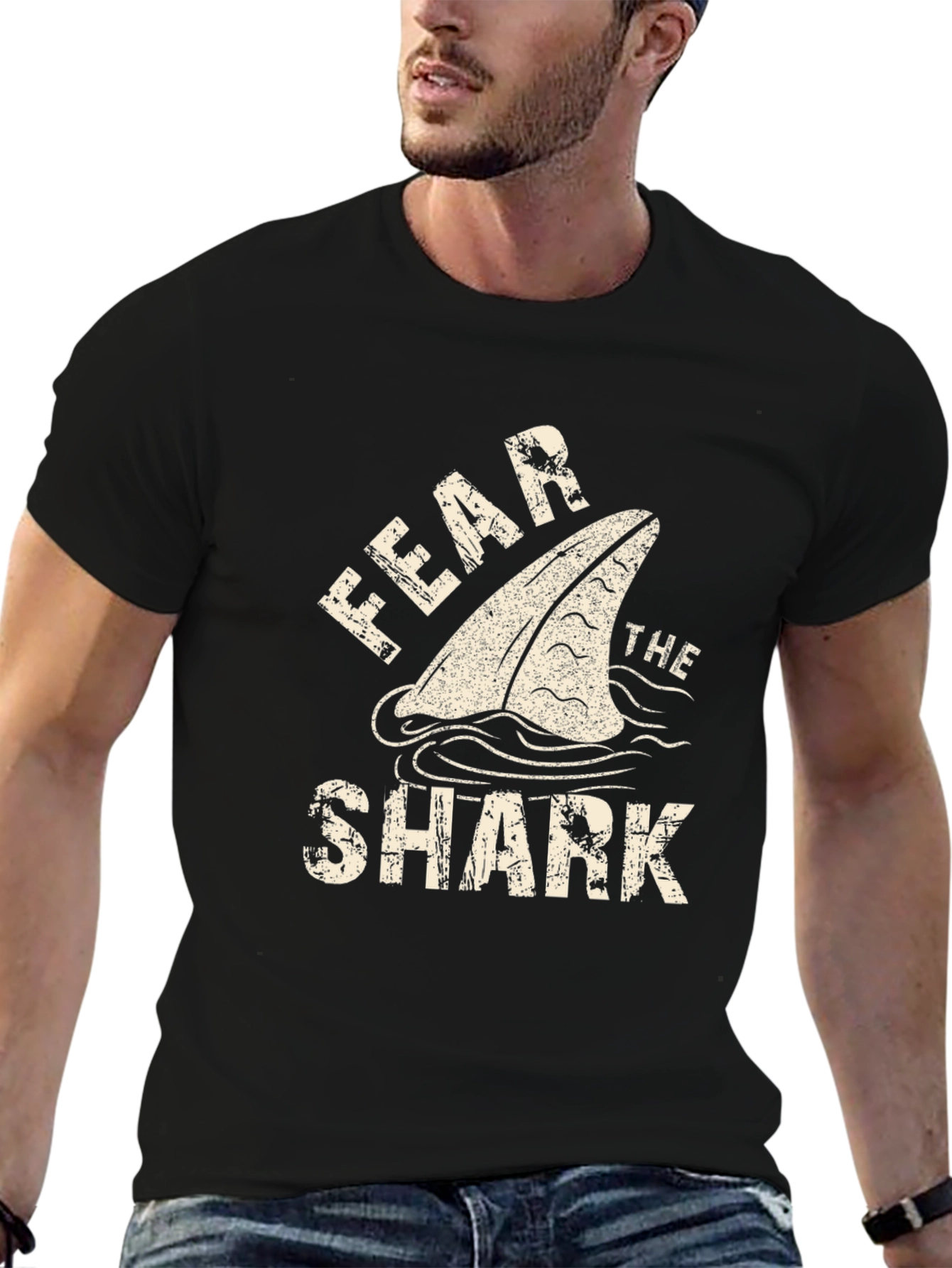 Black Fear The Shark Graphic Tee - Black view 6