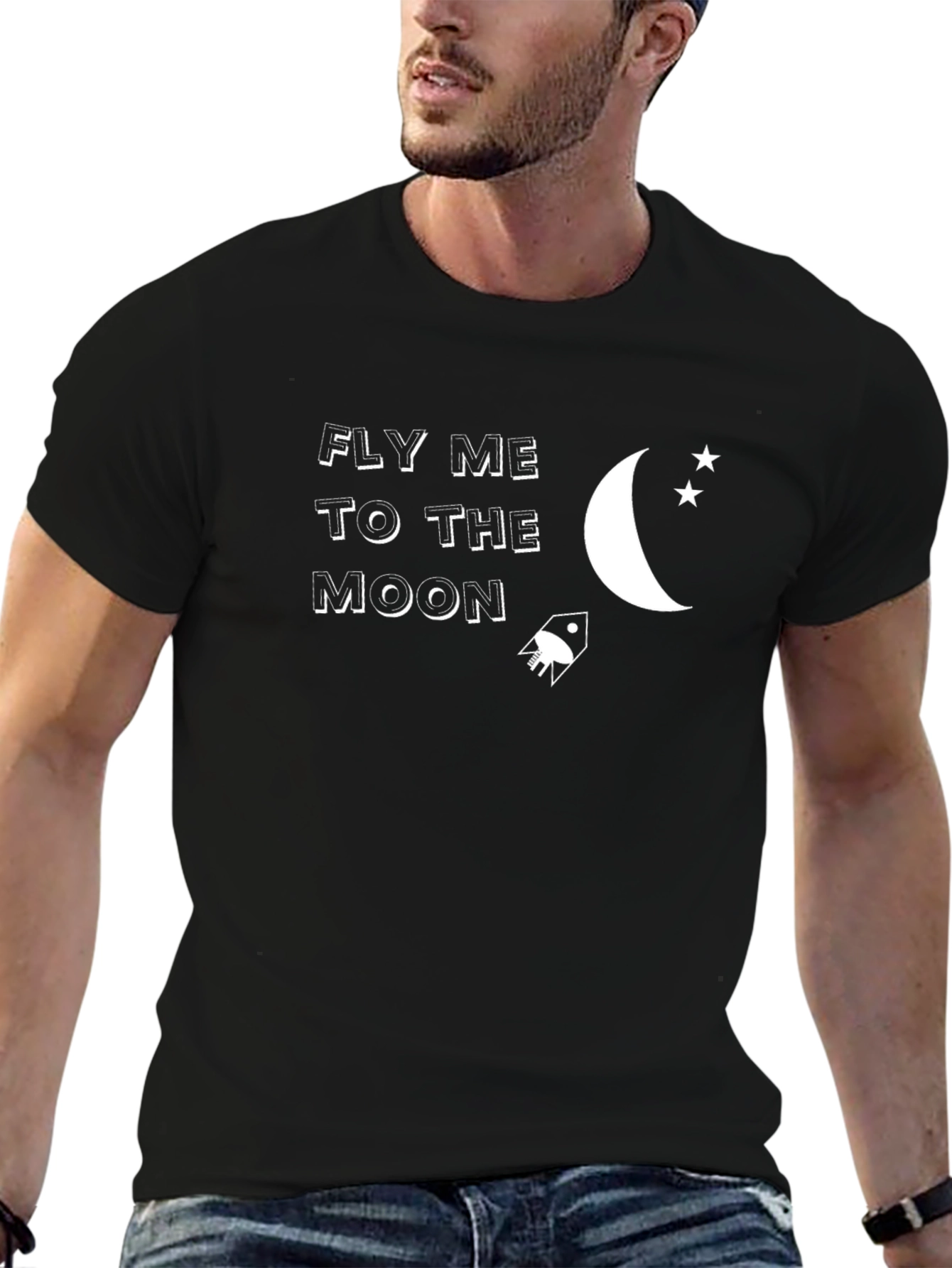 Black Fly Me To The Moon T-Shirt view 6