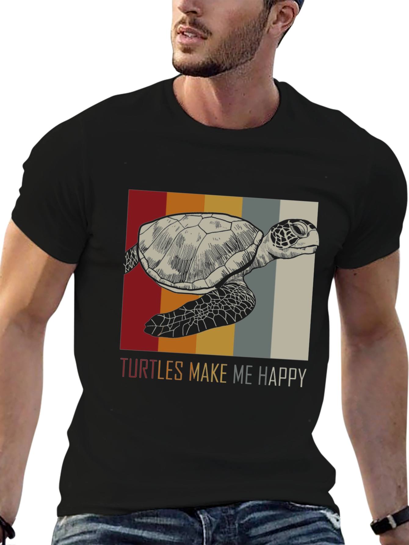 Black Turtles Make Me Happy Graphic Tee view 6
