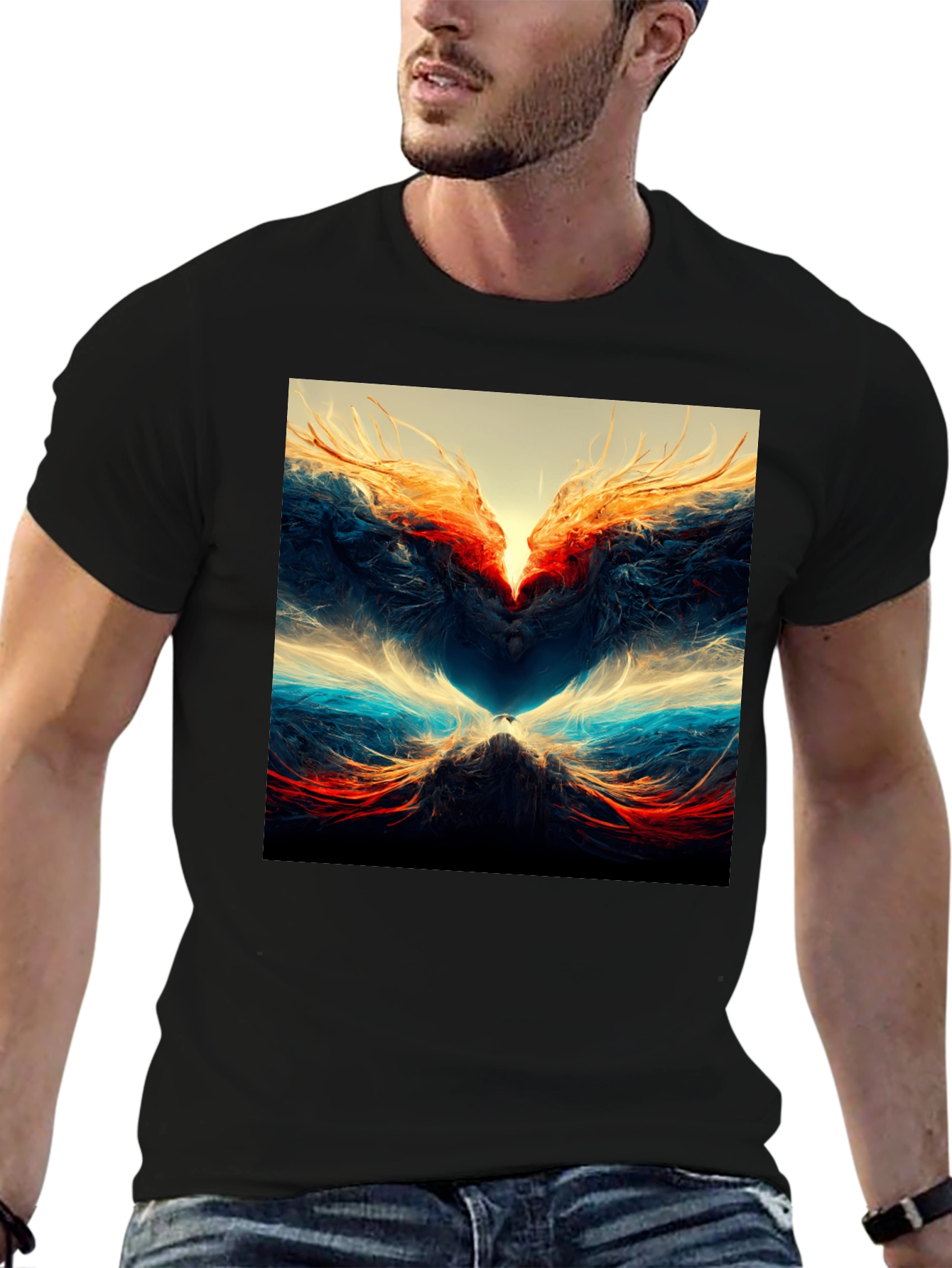 Abstract Art Graphic Print Tee - Black - 6
