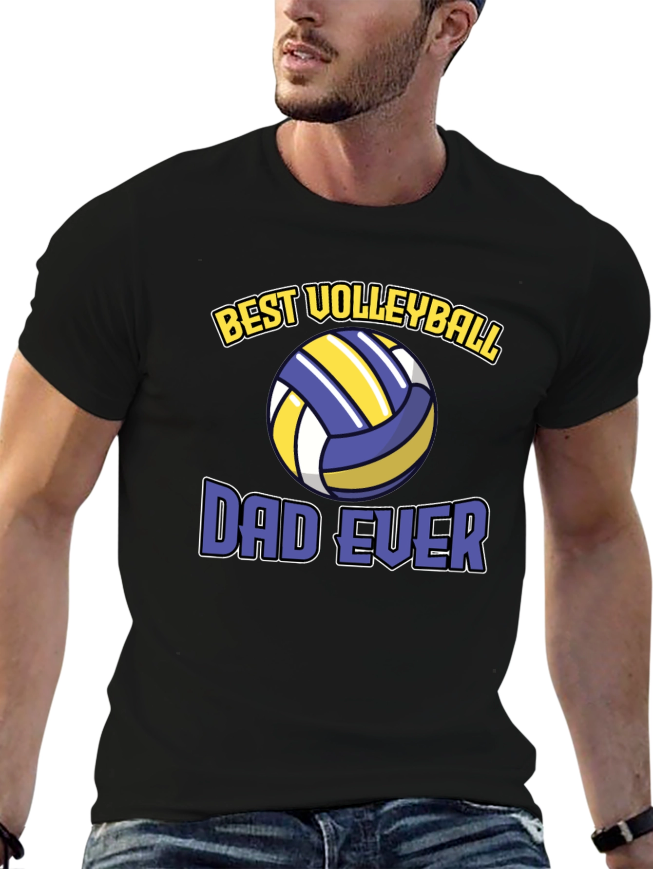 Black Best Volleyball Dad Ever T-Shirt view 6
