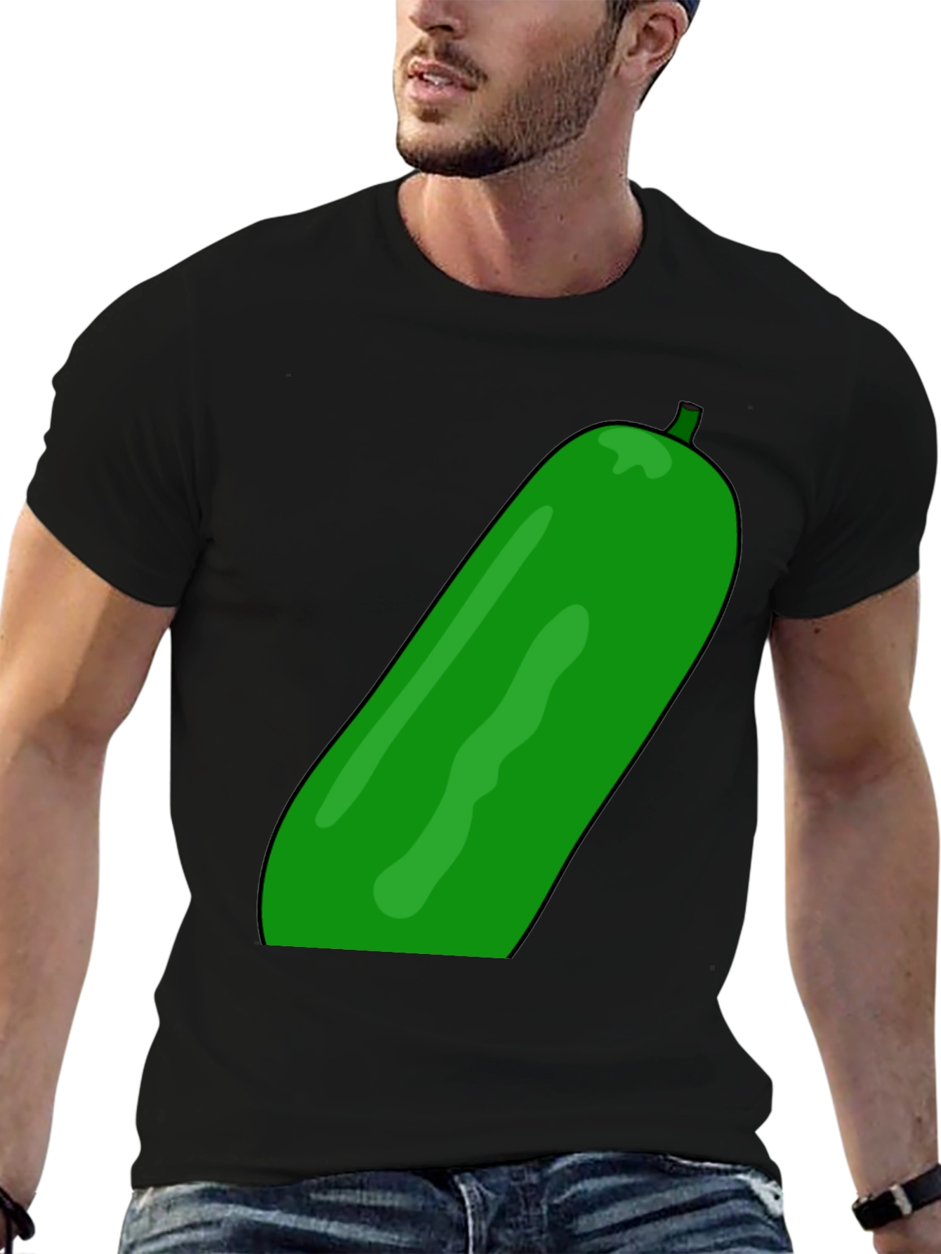 Black Cucumber Graphic Print Black T-Shirt view 6