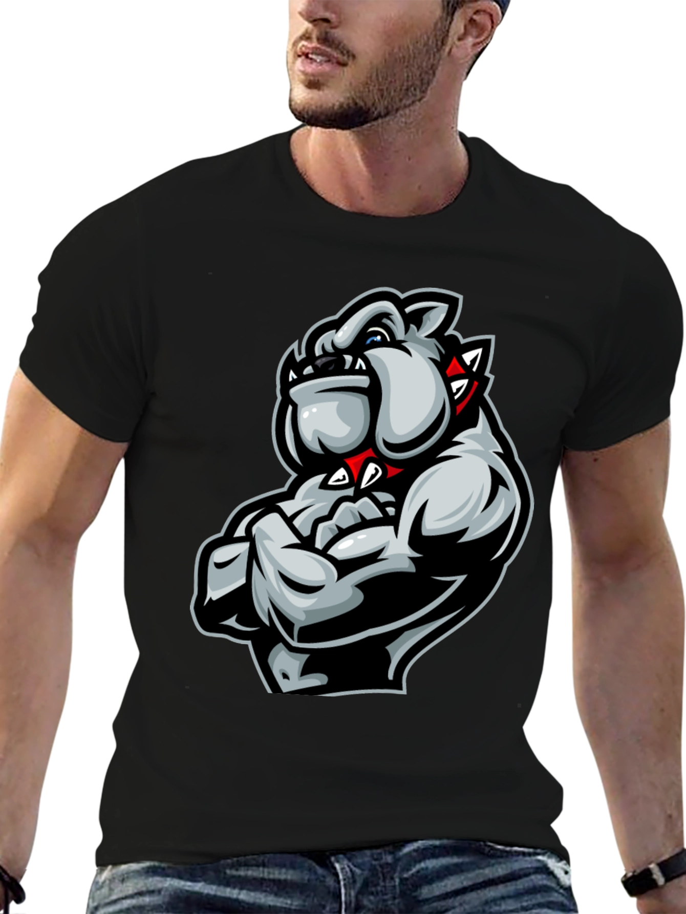 Black Bulldog Muscle T-Shirt - Fierce Graphic Tee view 6