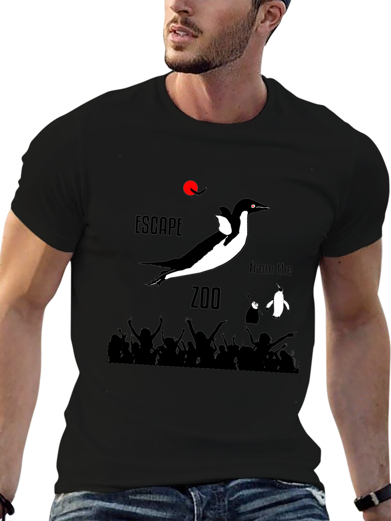 Black Escape from the Zoo Black Graphic T-Shirt view 6