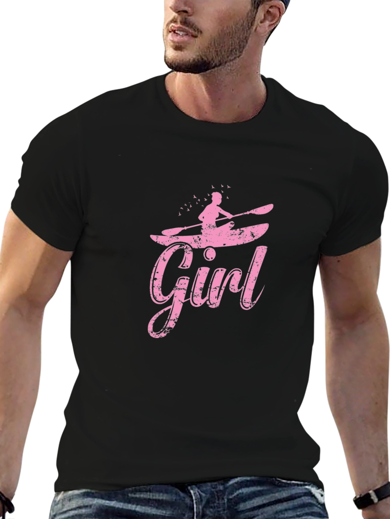Black Girl Kayaking Black T-Shirt view 6