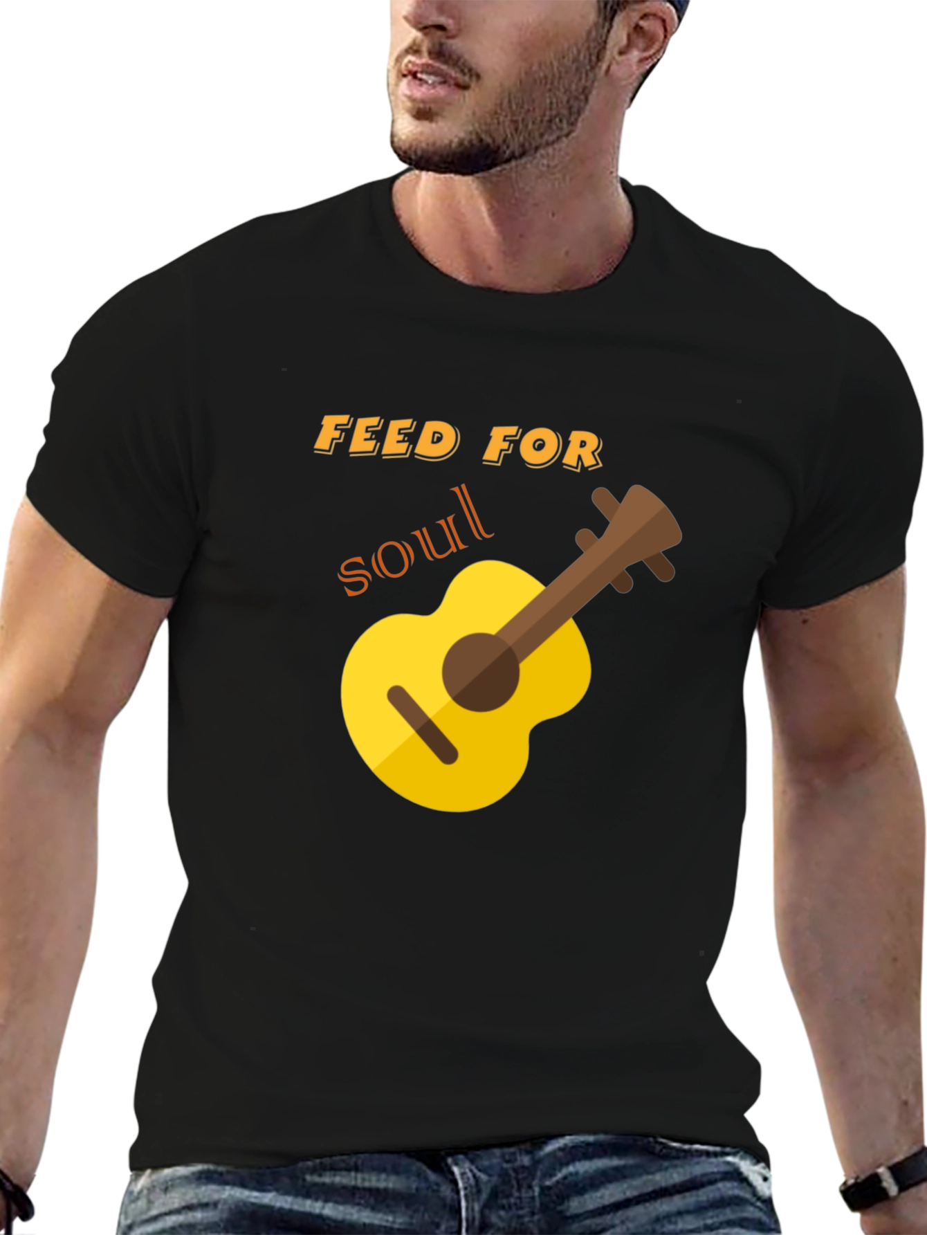 Black Feed for Soul Guitar Graphic Tee - Black view 6
