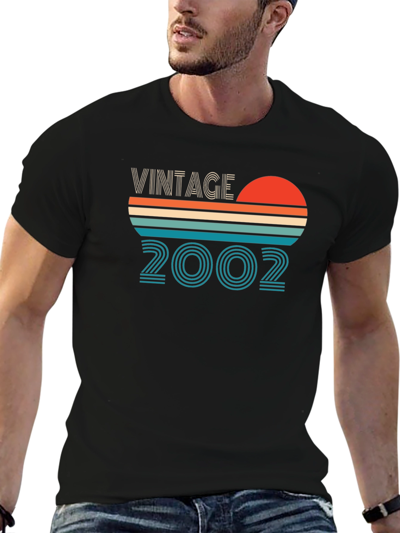 Black Vintage 2002 Retro Style T-Shirt view 6