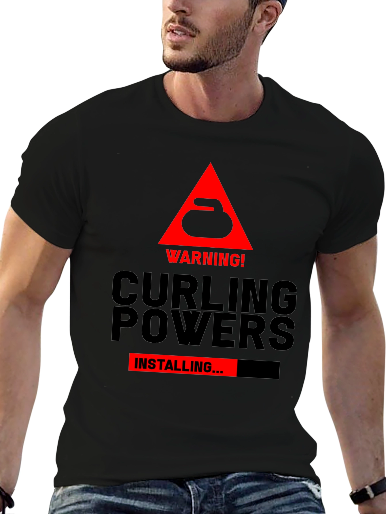 Black Curling Powers Installing Black T-Shirt view 6