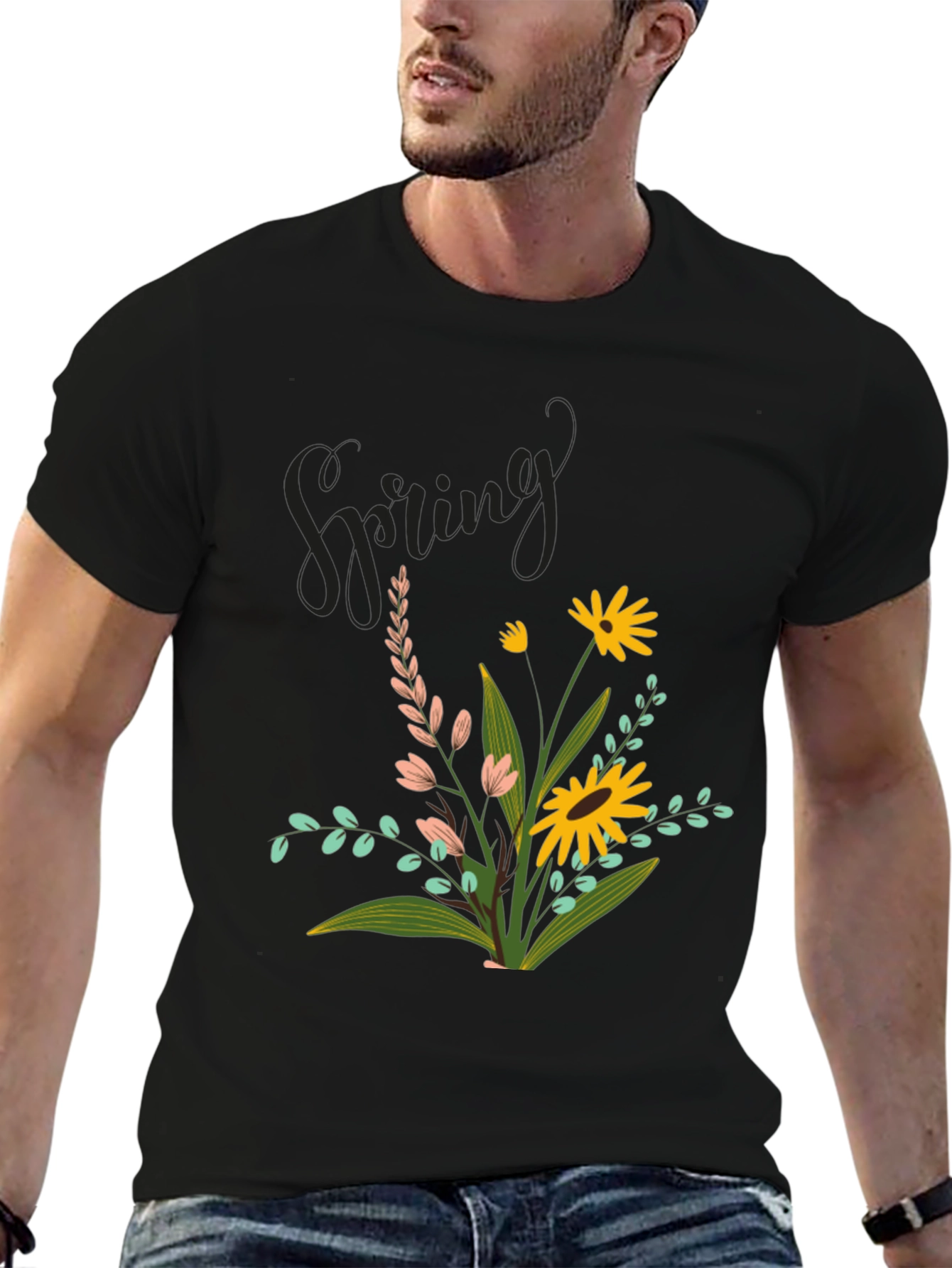 Black Spring Flower Graphic Tee view 6
