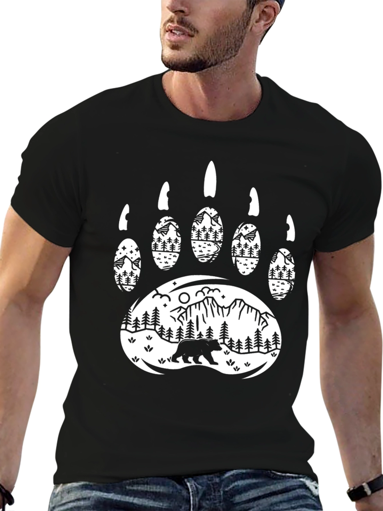 Black Bear Paw Mountain Scene Graphic Tee view 6