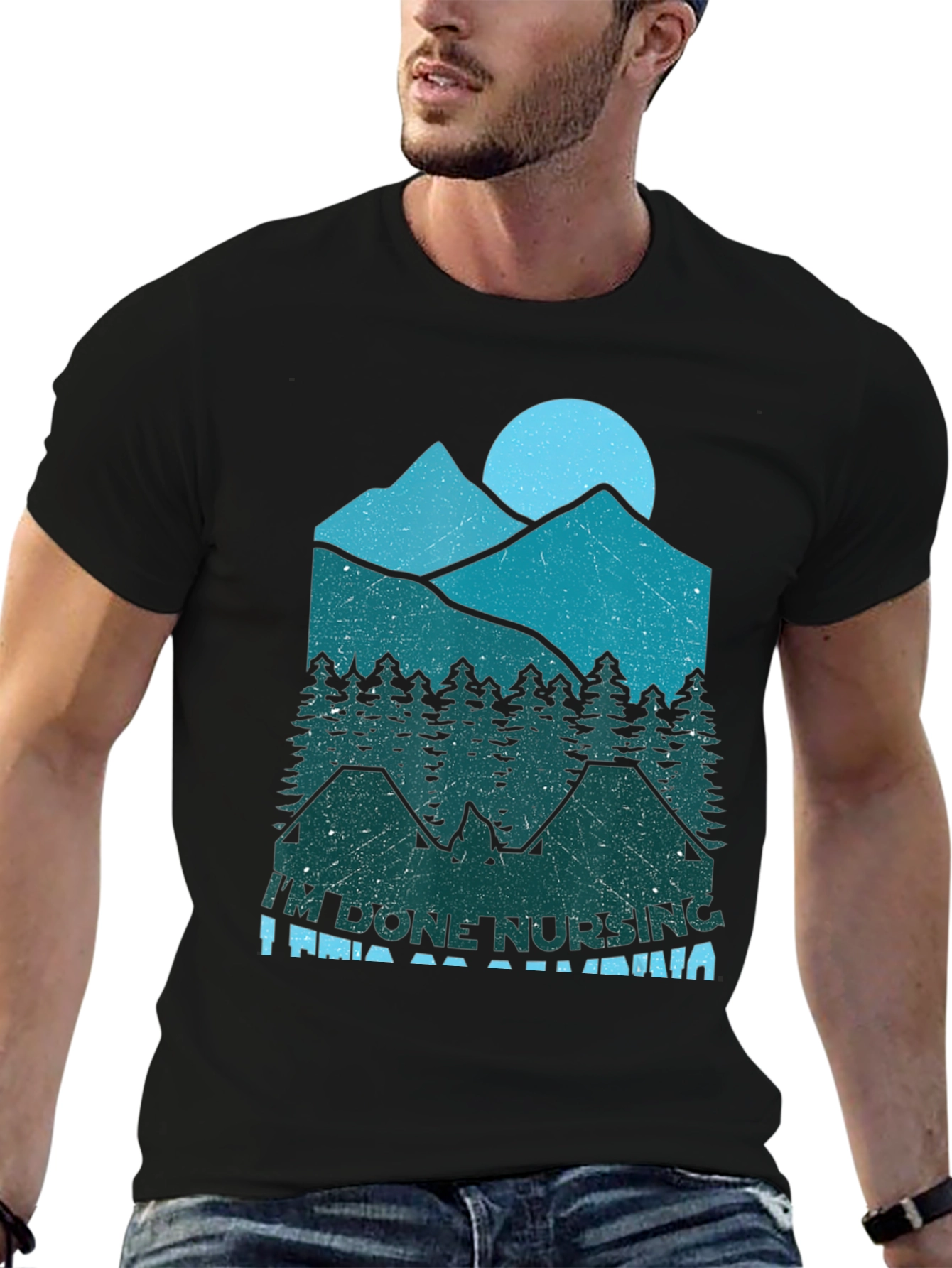Black I'm Done Nursing I'm Going Camping T-Shirt view 6