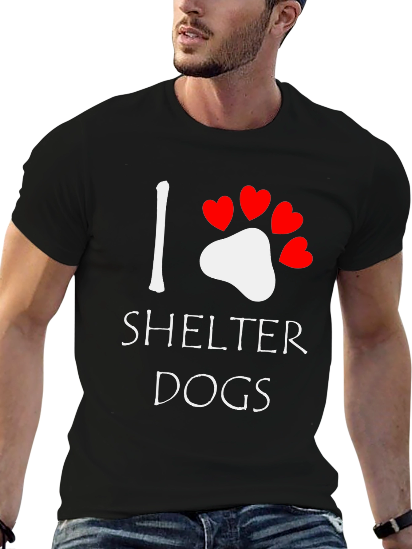 Black I Heart Shelter Dogs Tee view 6